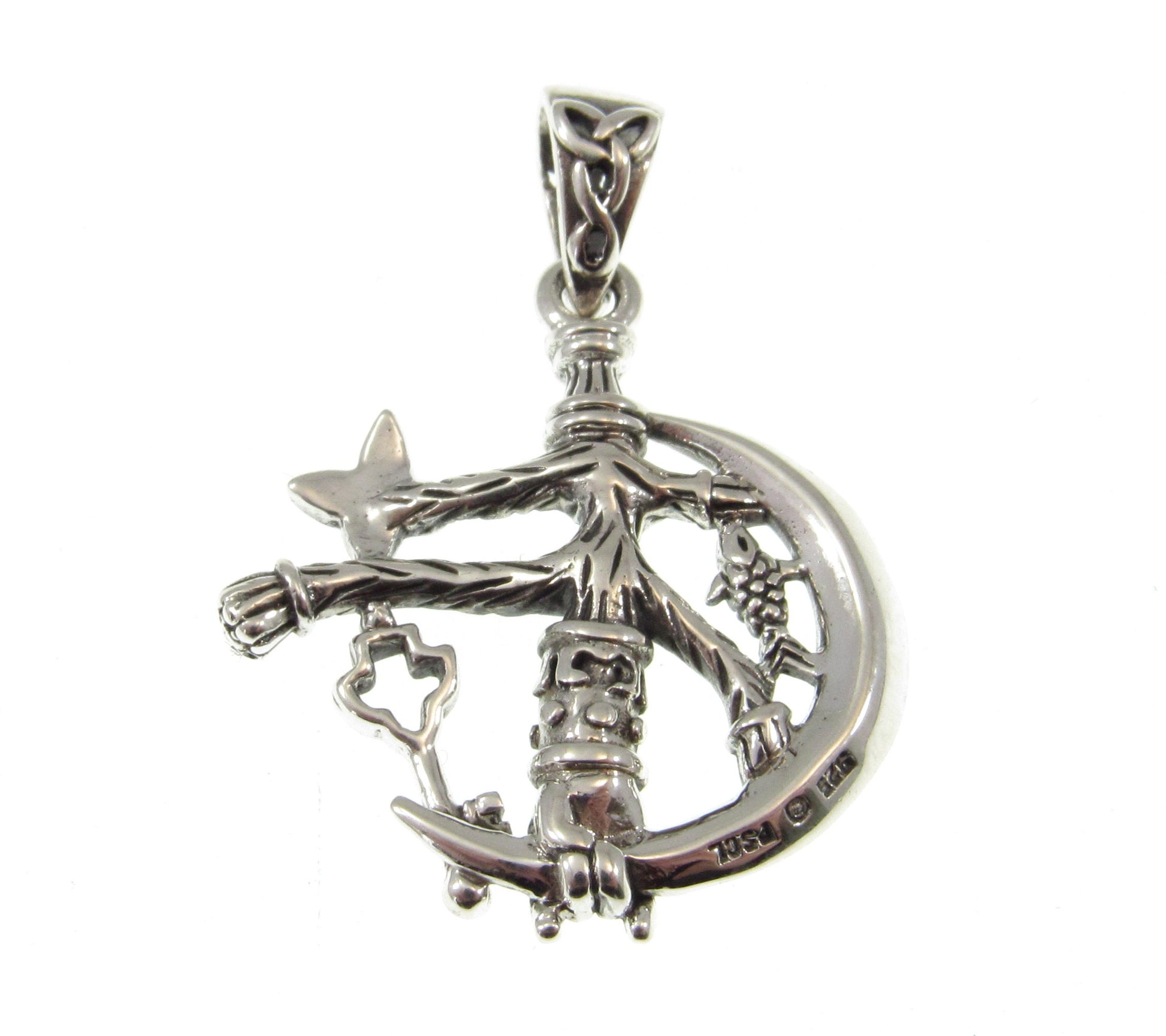 Solid 925 Sterling Silver Magickal Cimaruta Witch Charm Pendant, Pagan Protection Talisman