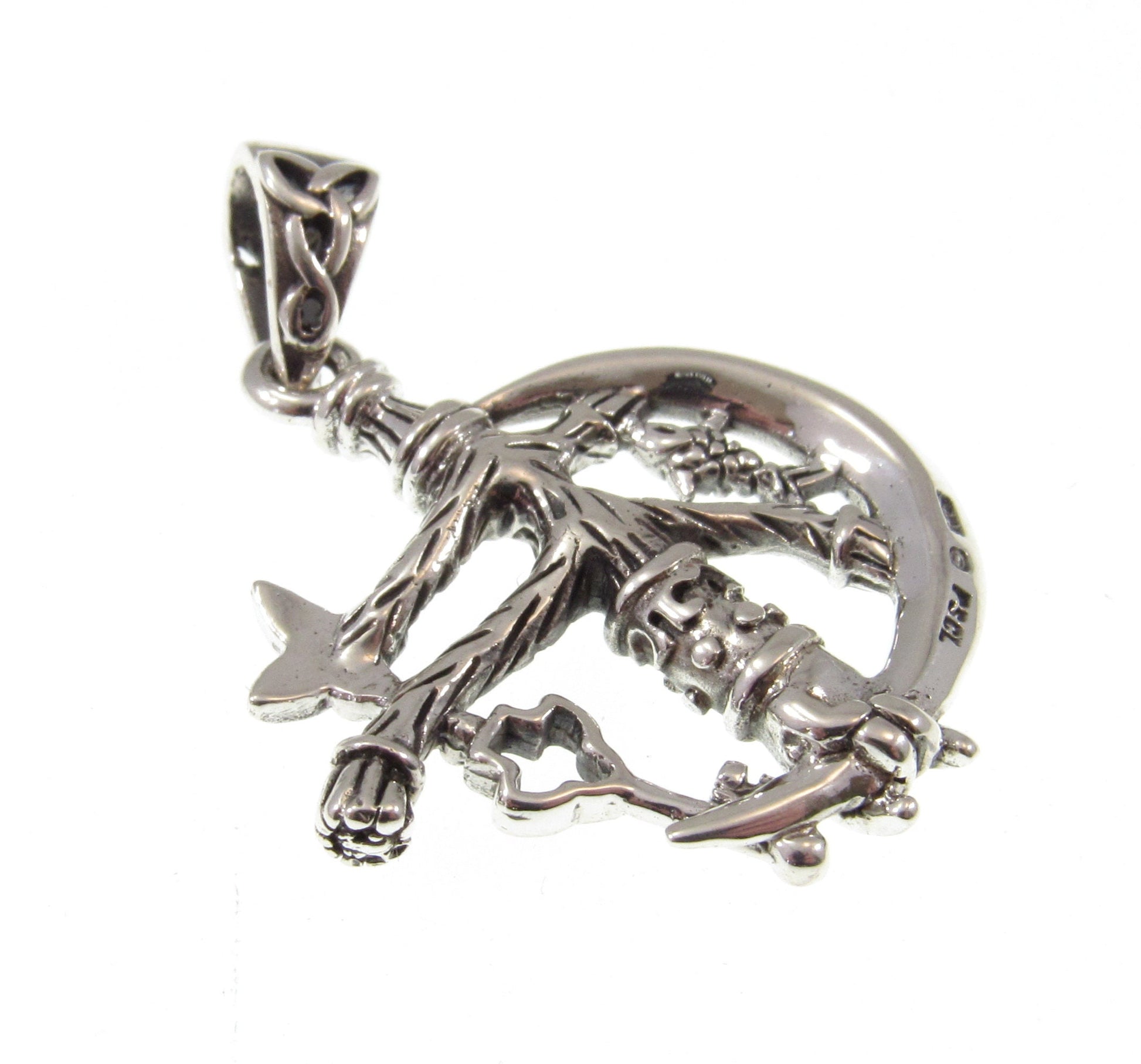 Solid 925 Sterling Silver Magickal Cimaruta Witch Charm Pendant, Pagan Protection Talisman