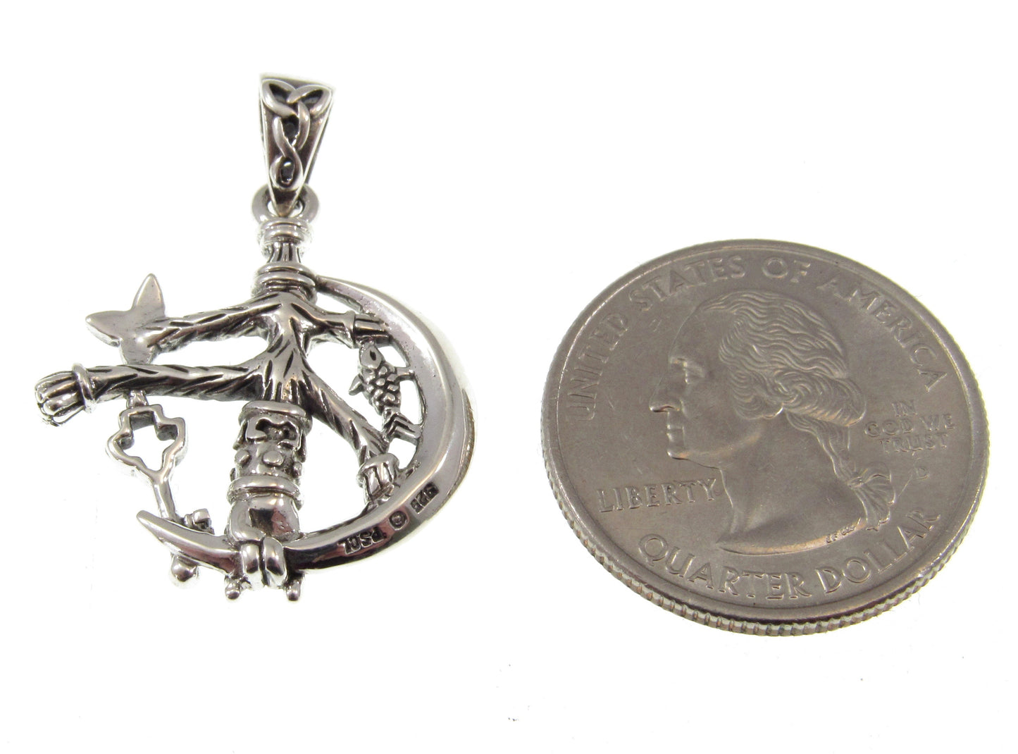 Solid 925 Sterling Silver Magickal Cimaruta Witch Charm Pendant, Pagan Protection Talisman