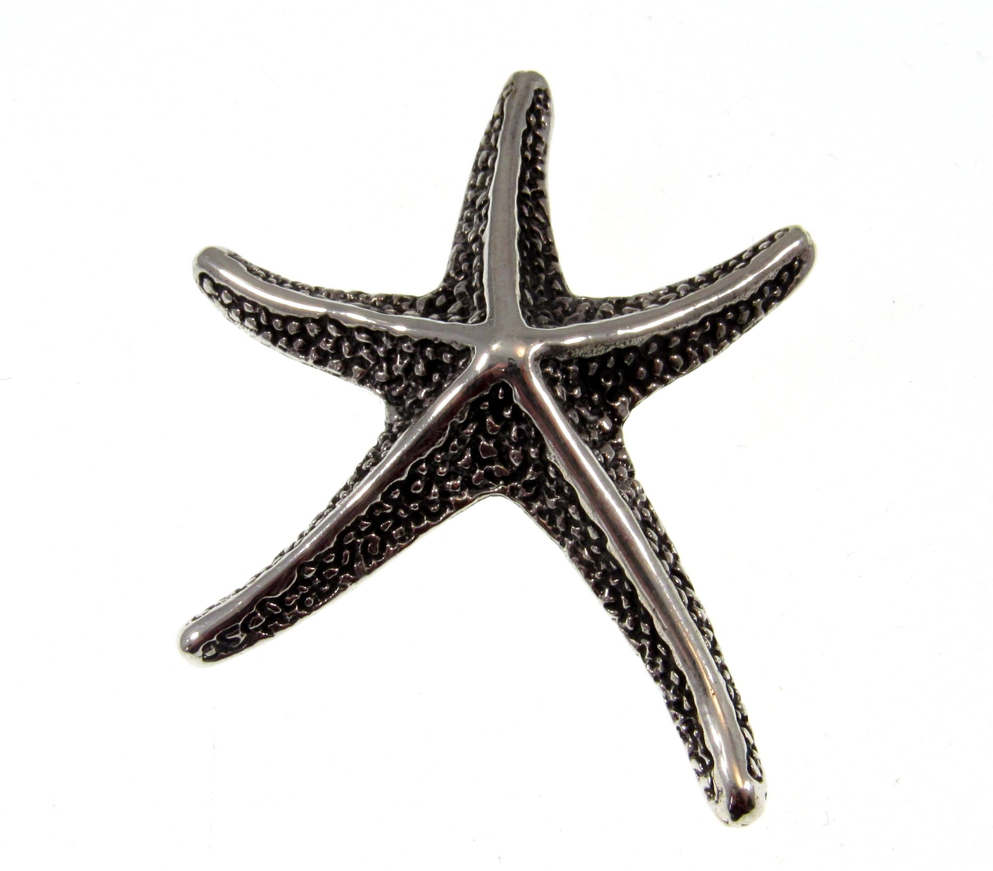 Solid 925 Sterling Silver Textured Starfish Slide Pendant, Ornate Sea Star, Marine, Oceanic, Beach Lovers, Oceancore and Nautical Jewelry