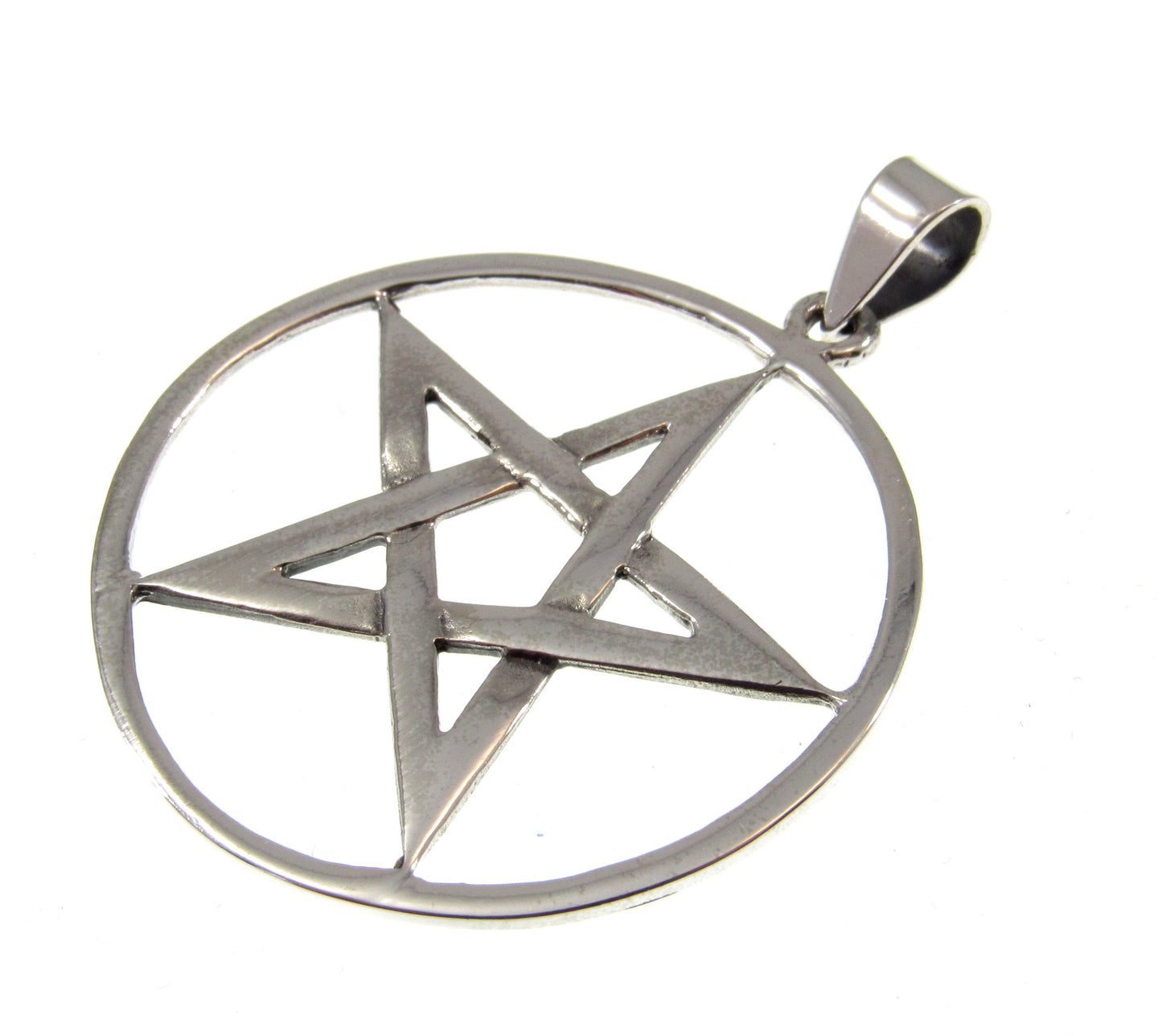 Large Solid 925 Sterling Silver Round Pentacle Pendant, Pagan Pentagram, Wiccan Talisman, Witchy Necklace Pendant, Occult Jewelry Gift