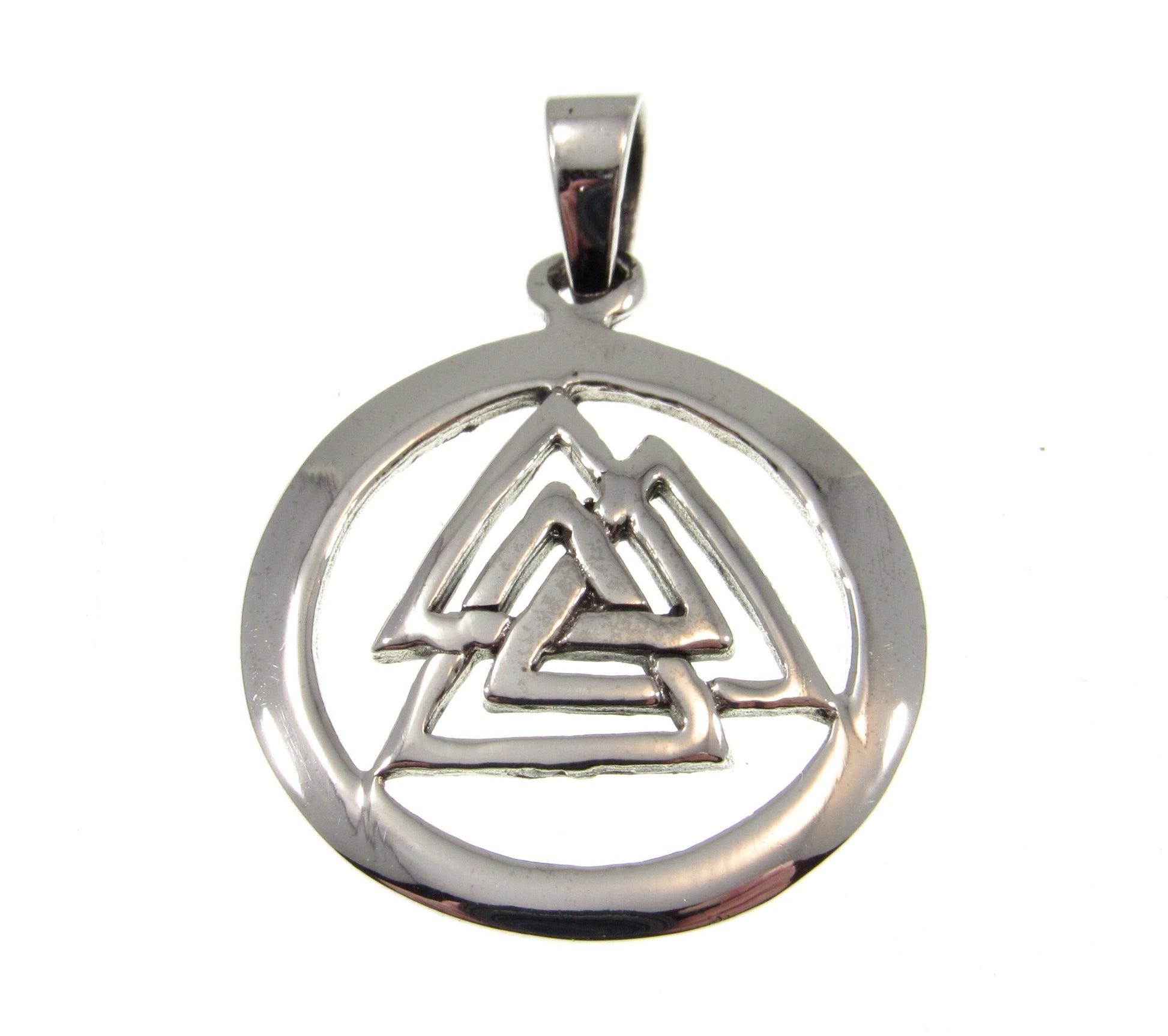 Solid 925 Sterling Silver Norse Viking God Odin Valknut Pendant, Masonic Paganism Wiccan Jewelry