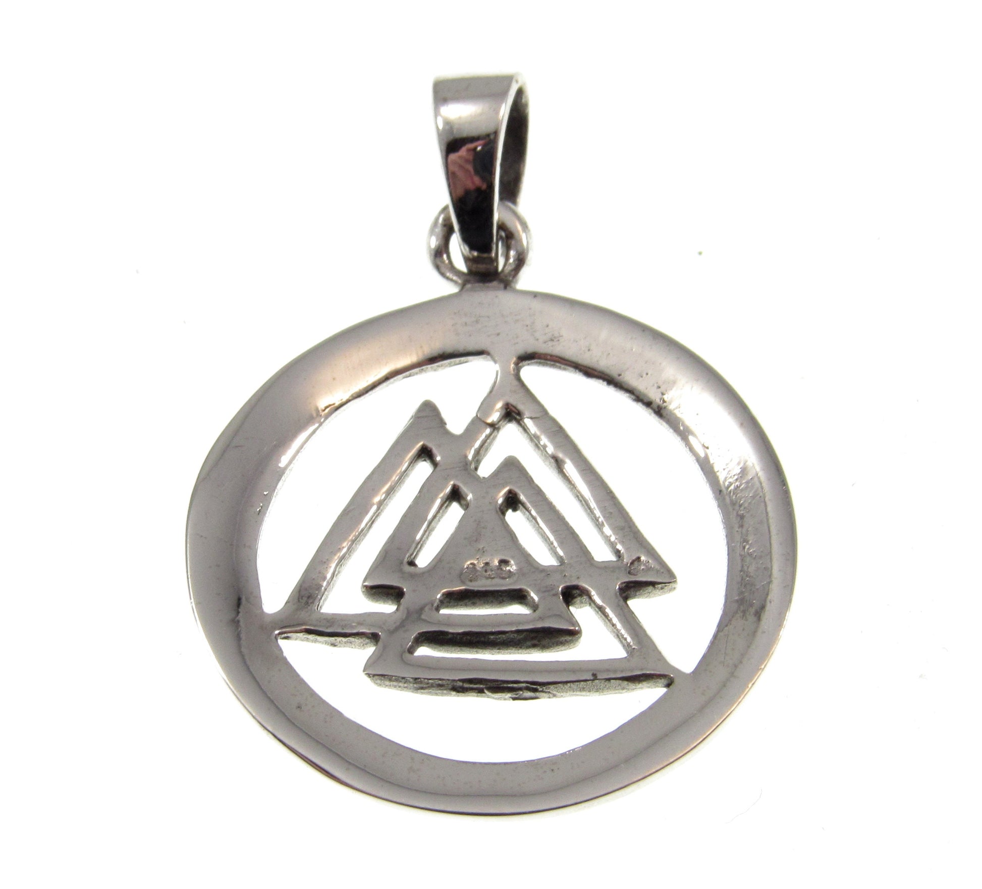 Solid 925 Sterling Silver Norse Viking God Odin Valknut Pendant, Masonic Paganism Wiccan Jewelry