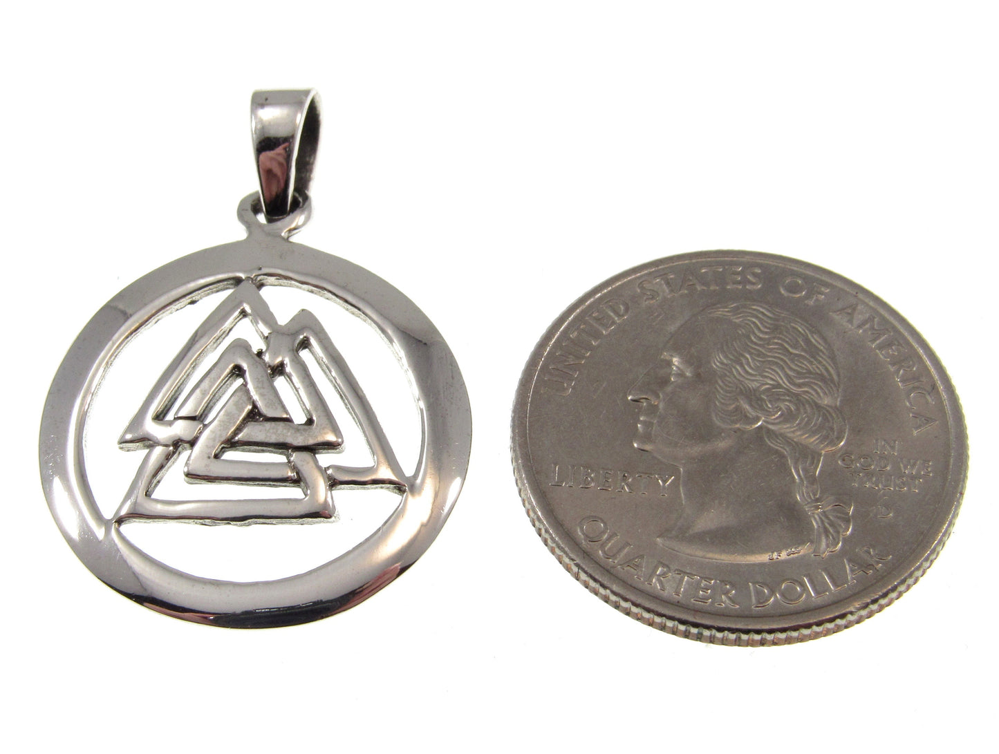 Solid 925 Sterling Silver Norse Viking God Odin Valknut Pendant, Masonic Paganism Wiccan Jewelry