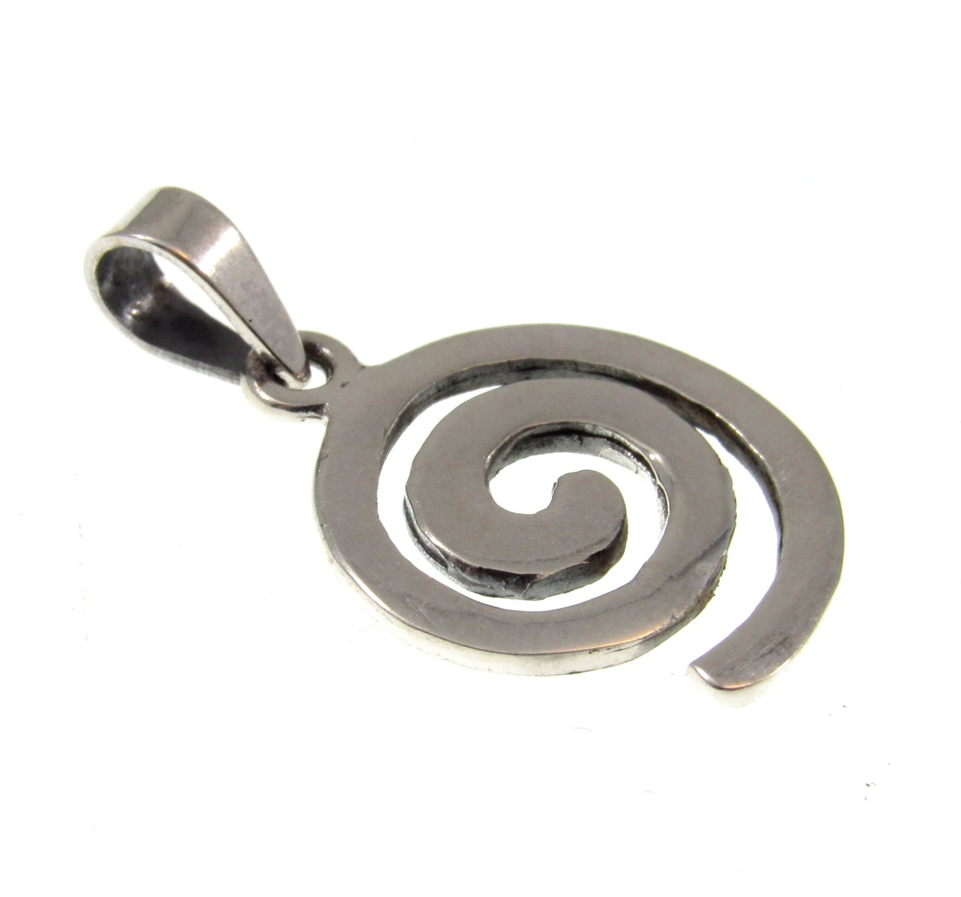Solid 925 Sterling Silver Small Celtic Swirl Charm, Boho Spiral Necklace Pendant, Sleek & Minimalist Jewelry for Women, Handcrafted Gift
