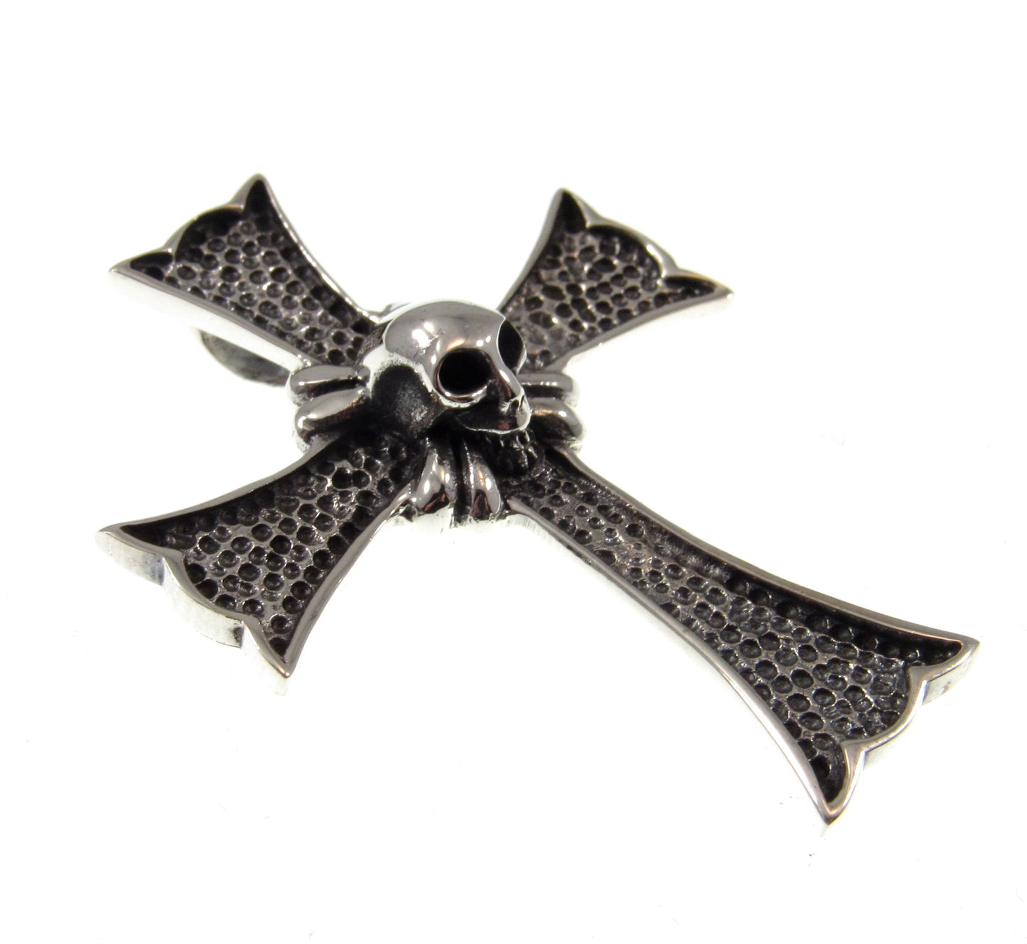 Solid 925 Sterling Silver Skeleton Skull Cross Slide Pendant, Men's Biker / Punk / Rocker Jewelry