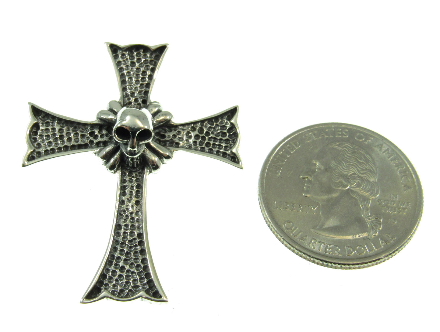 Solid 925 Sterling Silver Skeleton Skull Cross Slide Pendant, Men's Biker / Punk / Rocker Jewelry
