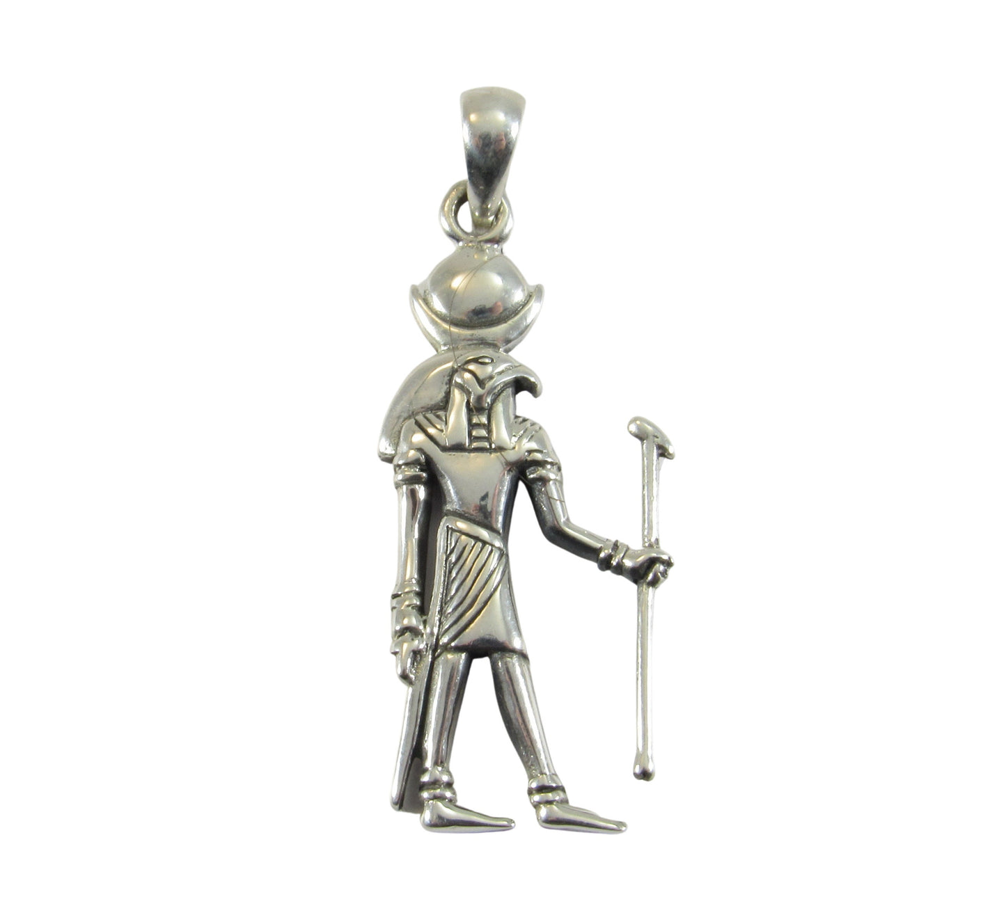 Solid 925 Sterling Silver Khonsu Pendant, Ancient Egyptian Deity, God of the Moon