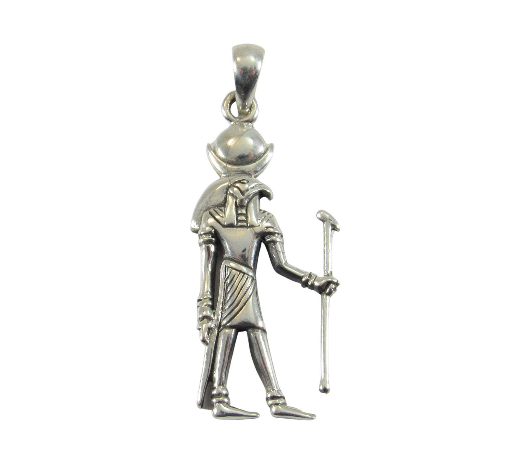 Solid 925 Sterling Silver Khonsu Pendant, Ancient Egyptian Deity, God of the Moon
