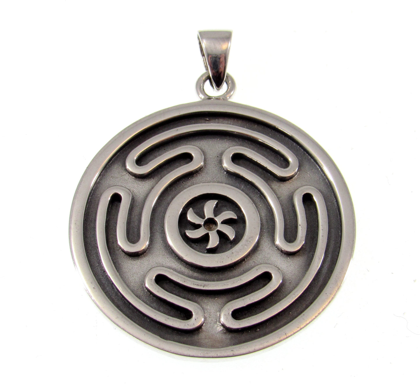 Solid 925 Sterling Silver Hecate's Wheel Labyrinth Pendant, Ancient Greek Goddess of Magic & Spells