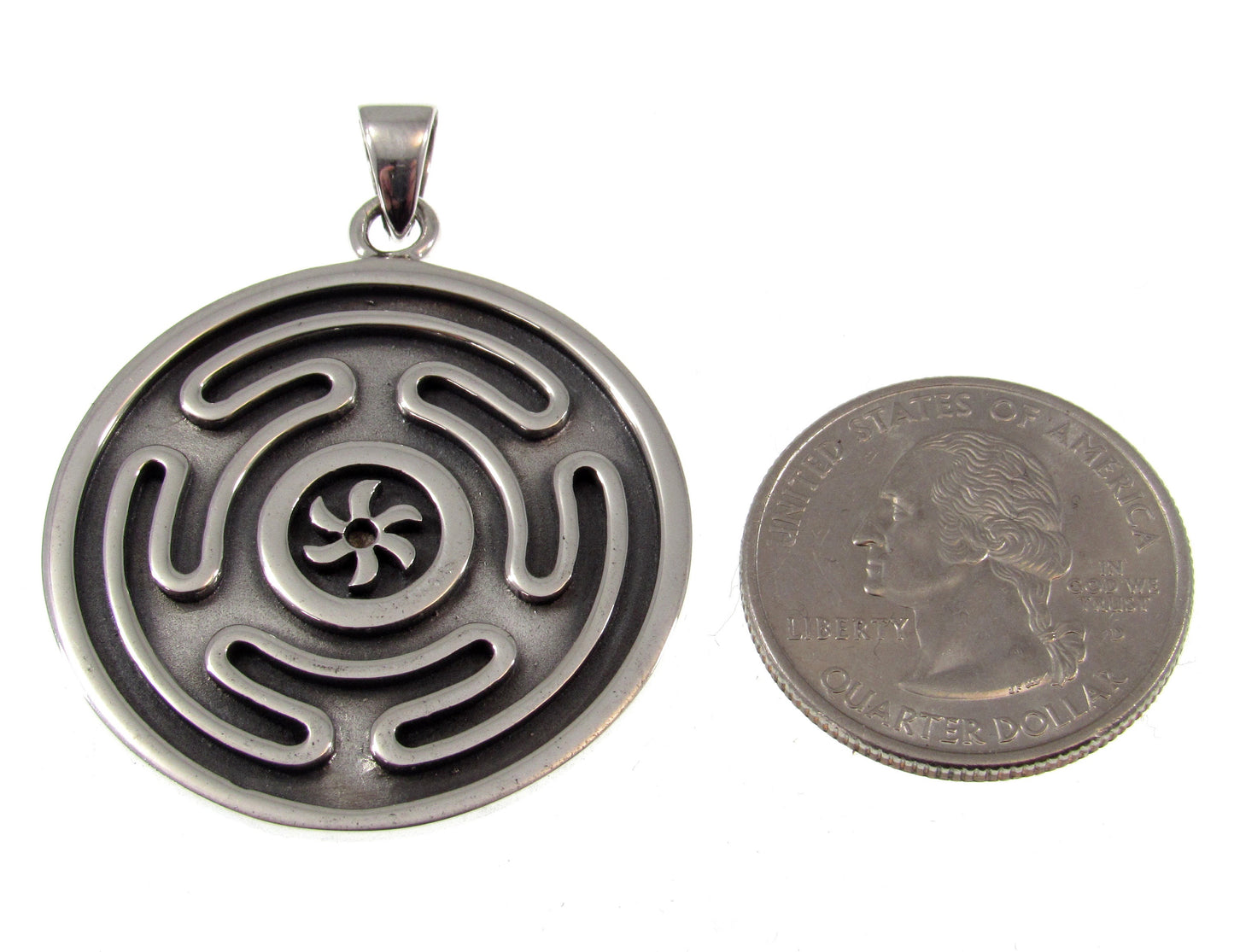 Solid 925 Sterling Silver Hecate's Wheel Labyrinth Pendant, Ancient Greek Goddess of Magic & Spells