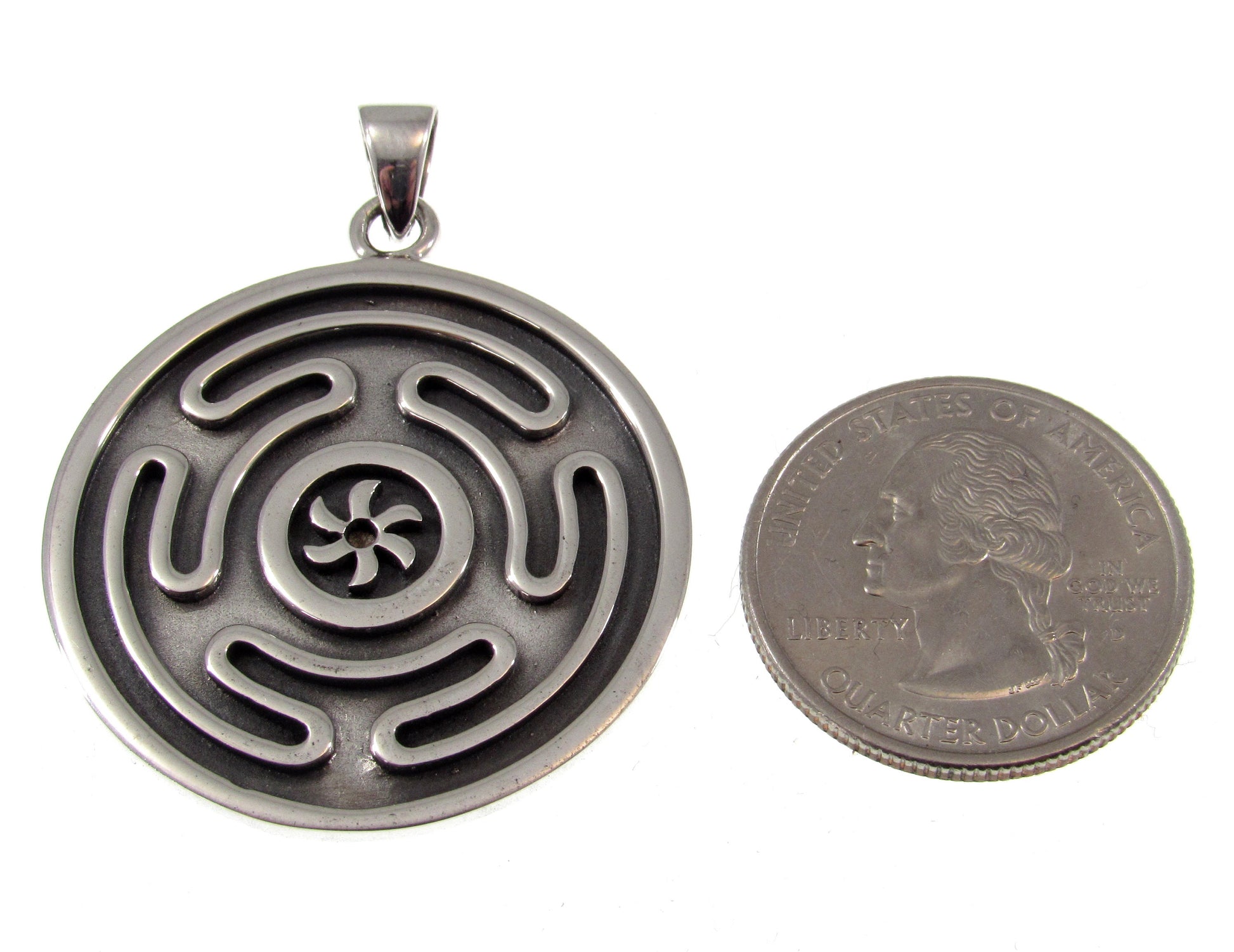 Solid 925 Sterling Silver Hecate's Wheel Labyrinth Pendant, Ancient Greek Goddess of Magic & Spells