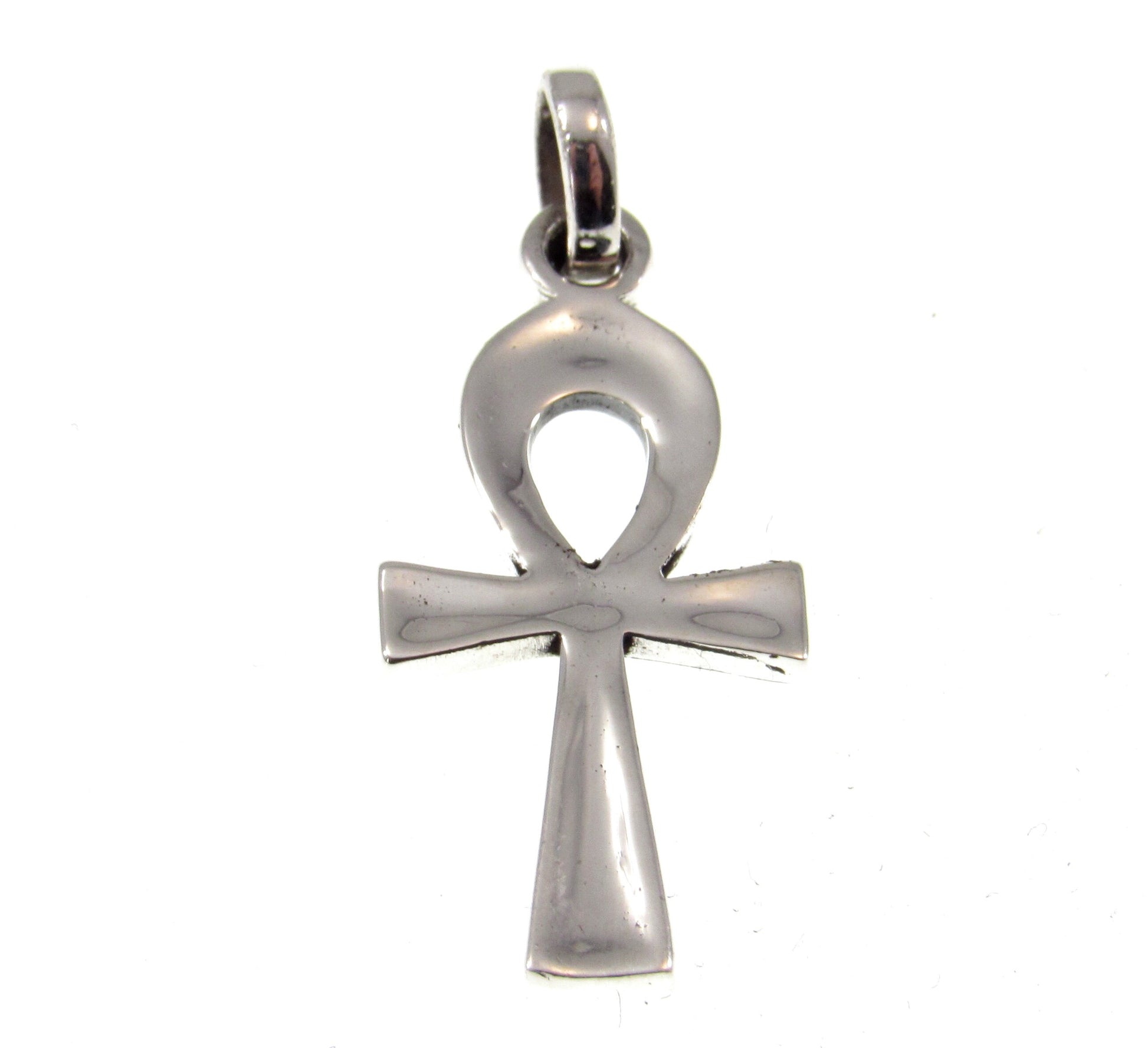 Solid 925 Sterling Silver Small Egyptian Ankh, Crux Ansata Cross, New Age Religious Pendant