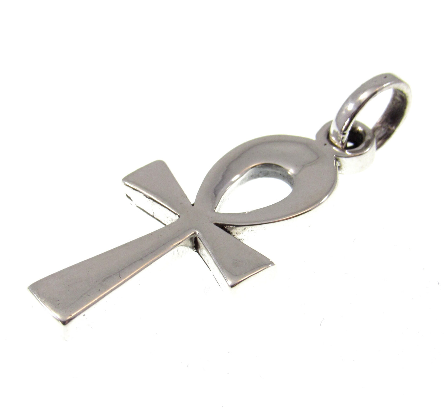 Solid 925 Sterling Silver Small Egyptian Ankh, Crux Ansata Cross, New Age Religious Pendant
