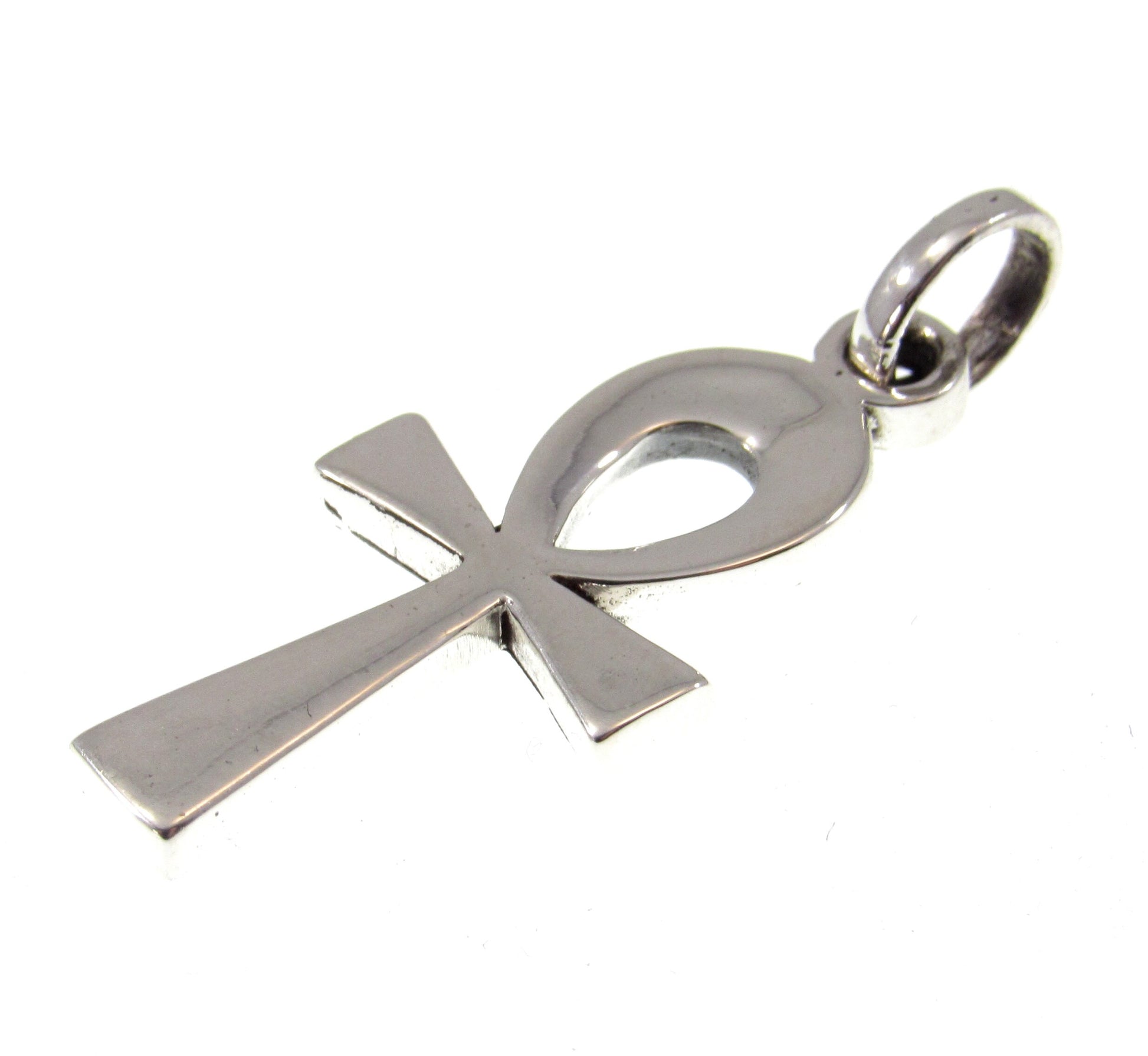 Solid 925 Sterling Silver Small Egyptian Ankh, Crux Ansata Cross, New Age Religious Pendant