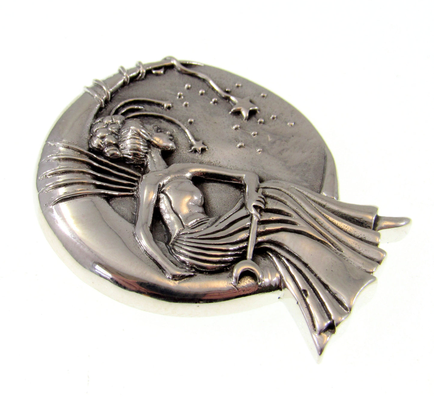 Solid 925 Sterling Silver Moon Queen Fairy Slide Pendant, Guardian / Protection Amulet