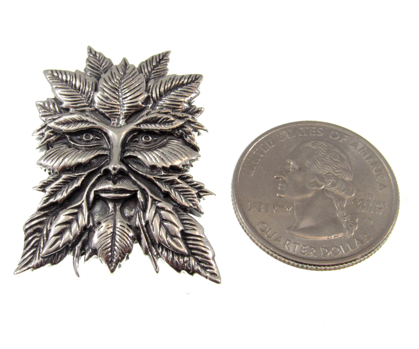 Solid 925 Sterling Silver Green Man Slide Pendant, Celtic Cernunnos Magick Amulet, Symbol of Rebirth