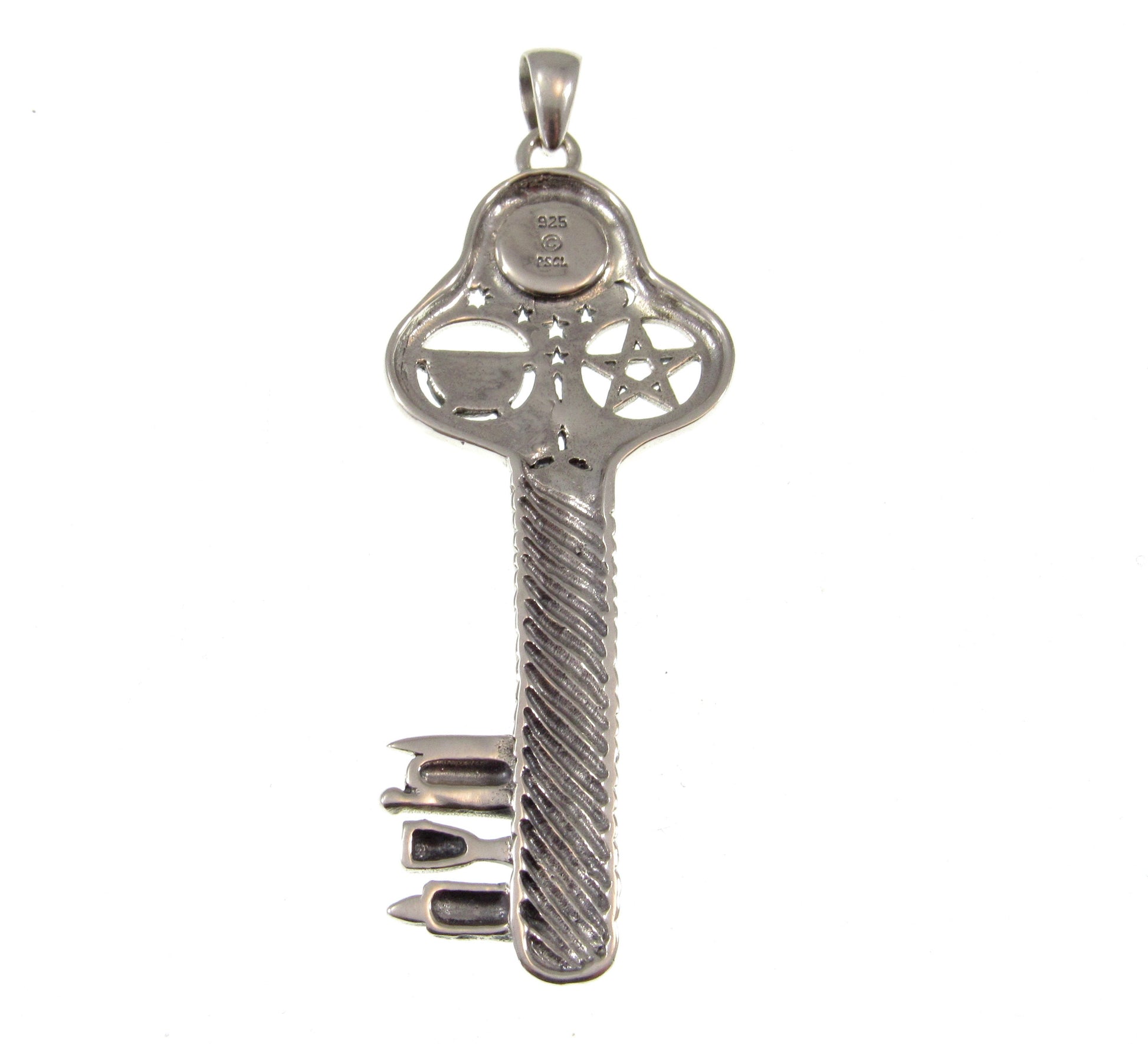 Solid 925 Sterling Silver The Bewitching Key of Magick Wicca Pendant by Sabrina the Ink Witch, Pagan Yin Yang Key