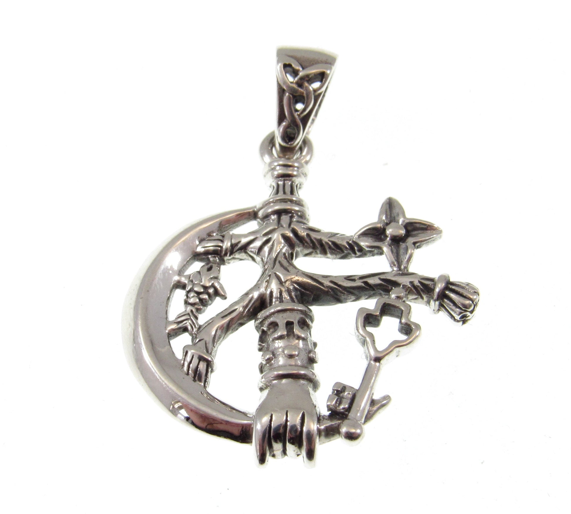 Solid 925 Sterling Silver Magickal Cimaruta Witch Charm Pendant, Pagan Protection Talisman