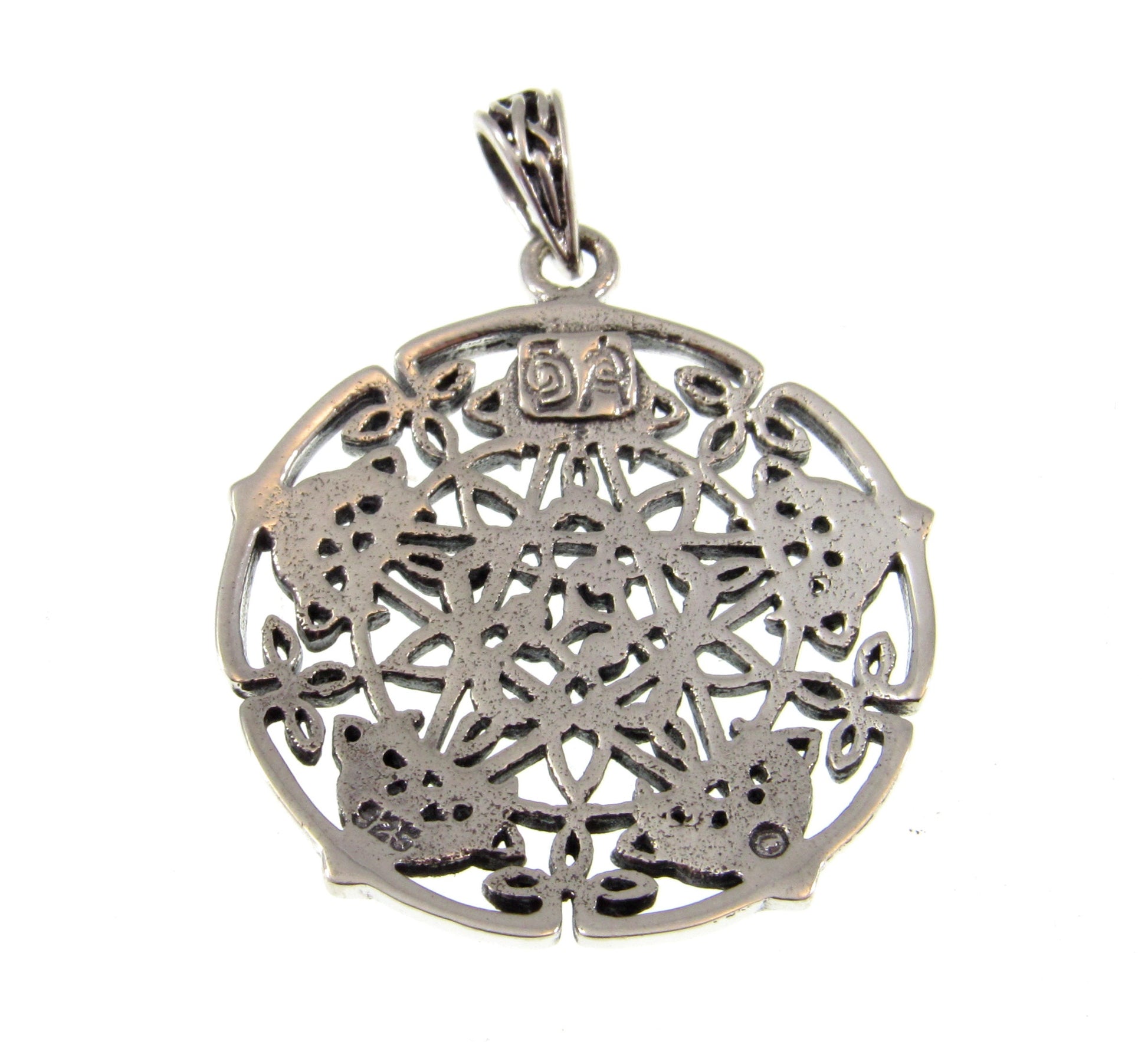 Solid 925 Sterling Silver Celtic Moon the Pentagram Star Pendant Designed by Brigid Ashwood
