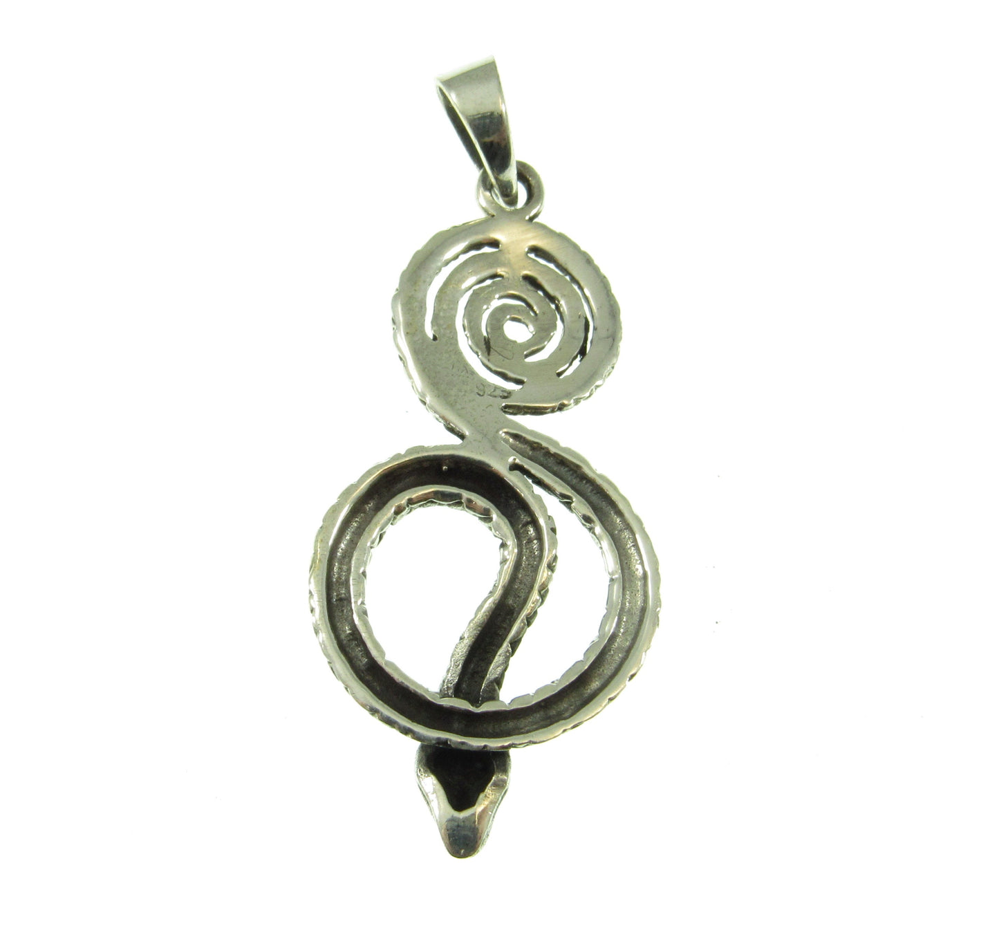 Solid 925 Sterling Silver Coiled Snake Pendant – Serpent Necklace Charm, Kundalini Jewelry, Gothic Reptile Pendant, Symbol of Transformation