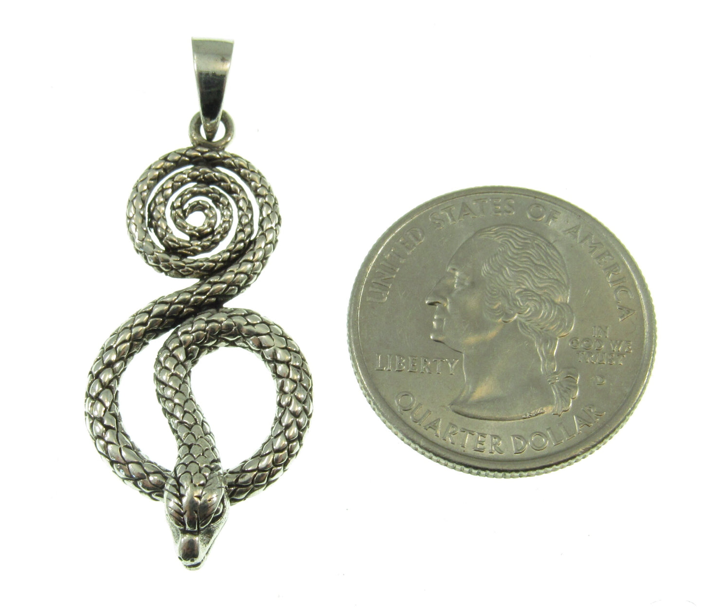 Solid 925 Sterling Silver Coiled Snake Pendant – Serpent Necklace Charm, Kundalini Jewelry, Gothic Reptile Pendant, Symbol of Transformation