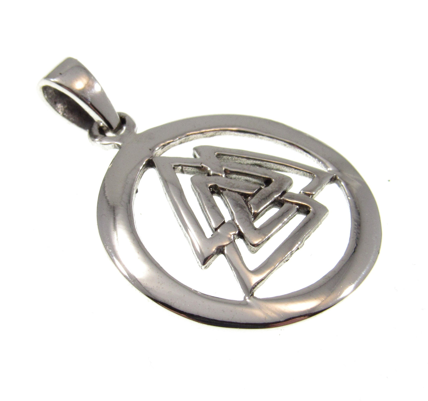 Solid 925 Sterling Silver Norse Viking God Odin Valknut Pendant, Masonic Paganism Wiccan Jewelry