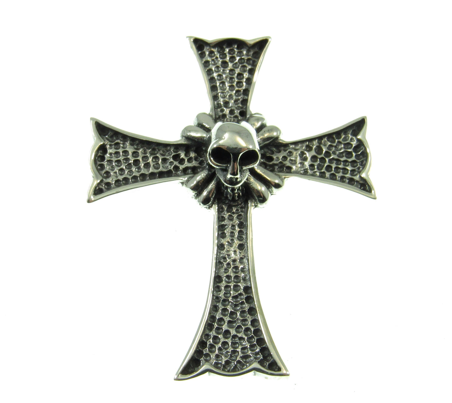 Solid 925 Sterling Silver Skeleton Skull Cross Slide Pendant, Men's Biker / Punk / Rocker Jewelry