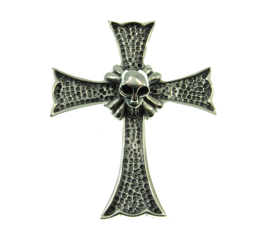 Solid 925 Sterling Silver Skeleton Skull Cross Slide Pendant, Men's Biker / Punk / Rocker Jewelry