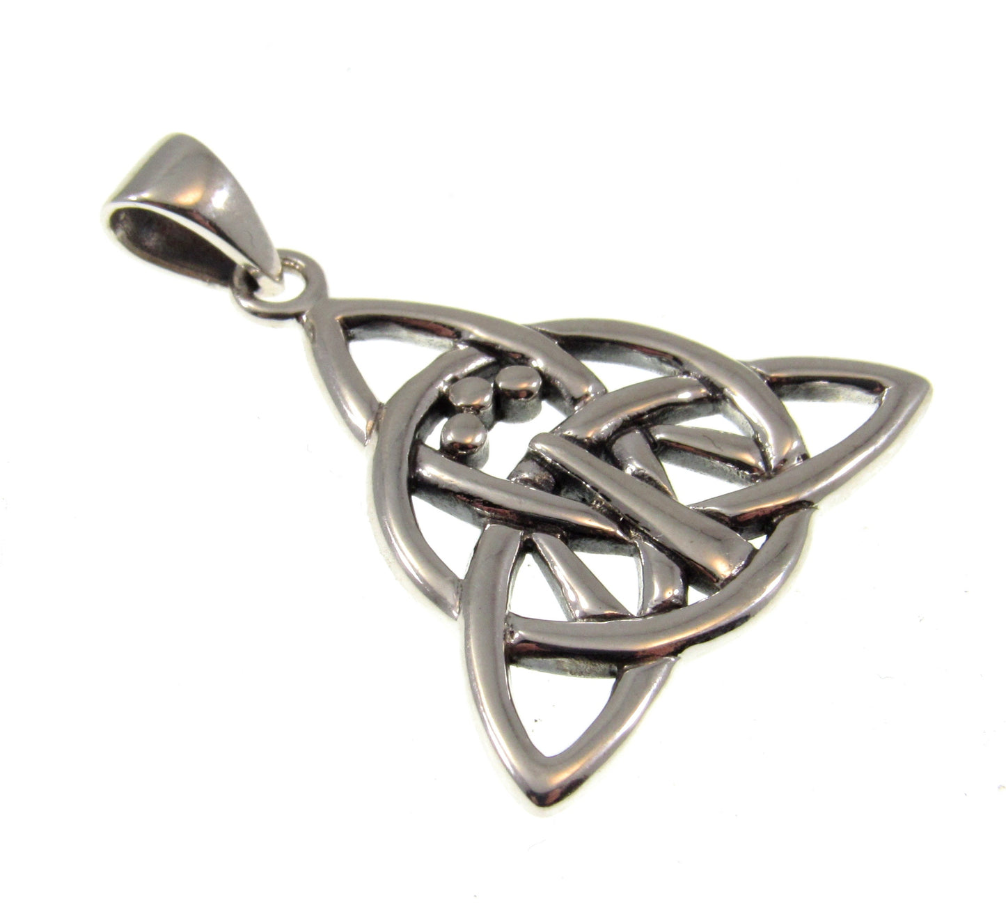 Solid 925 Sterling Silver Celtic Triquetra Knot with Awen 3 Rays of Light Pendant, Magic Threefold Amulet