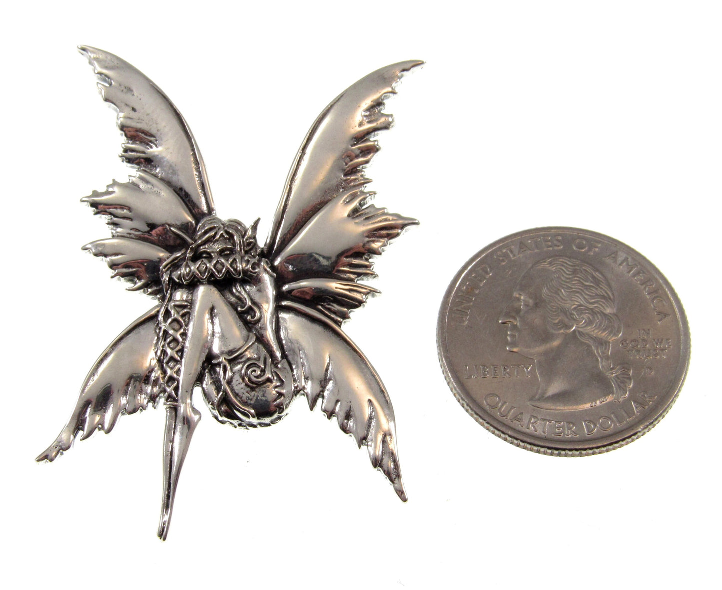 Solid 925 Sterling Silver Bashful Fairy Pendant Designed by Renown Fantasy Artist Amy Brown
