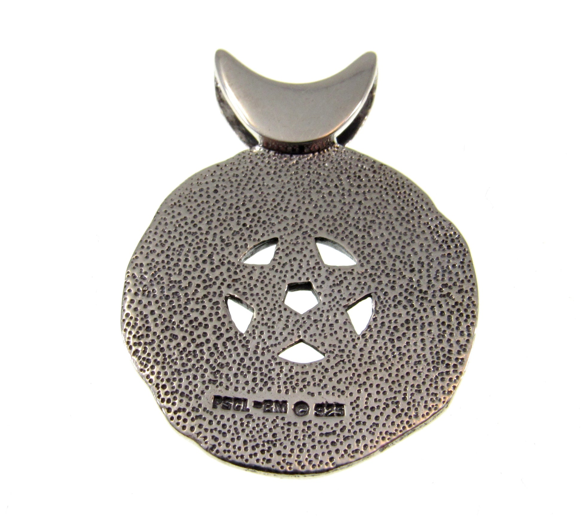 Solid 925 Sterling Silver Blessed Be the Star Crescent Moon Pentacle Pendant, Celtic Birds & Knotwork, Witch's Magic Amulet