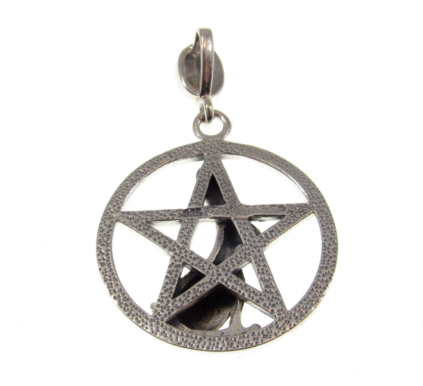 Solid 925 Sterling Silver Hare Pentacle Pendant, Pagan Wiccan Ostara Jewelry, Spring Equinox Rabbit Charm, Witchcraft Nature Amulet