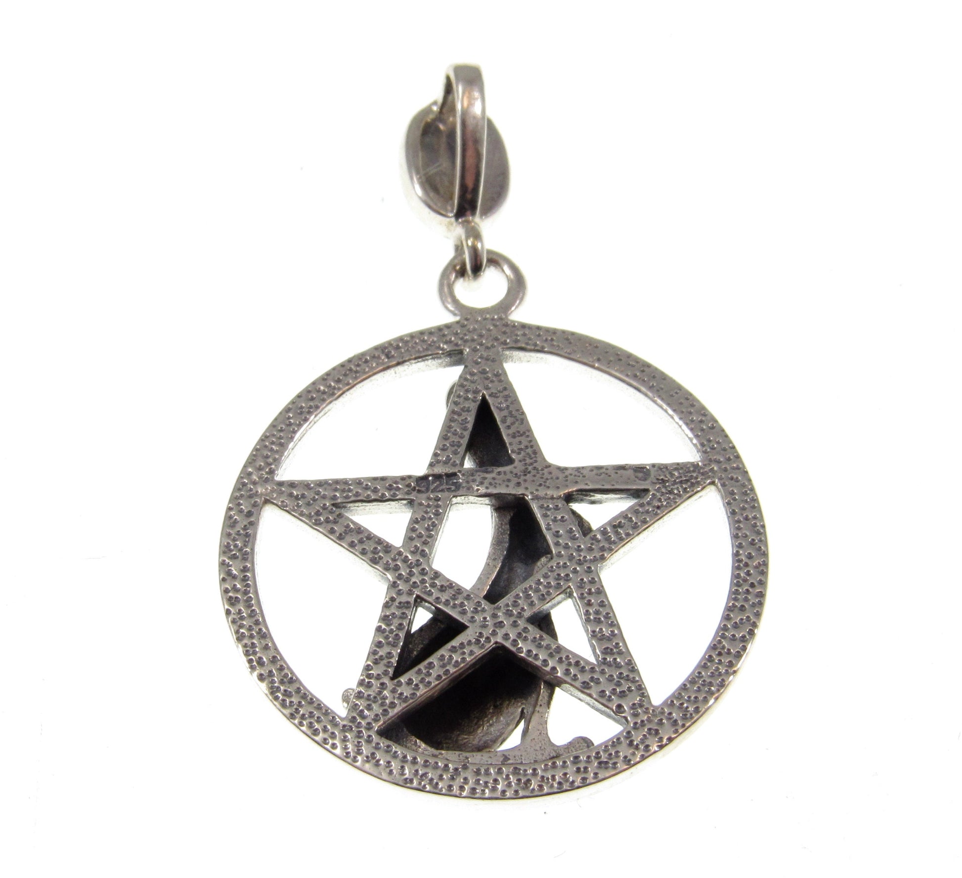 Solid 925 Sterling Silver Rabbit Pentacle Pendant, Pagan Wiccan Ostara Jewelry, Spring Equinox Amulet