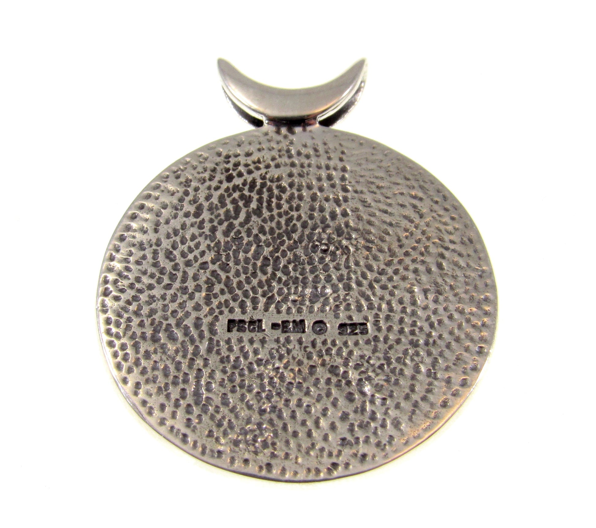 Solid 925 Sterling Silver Magic Witch's Cauldron Pendant With Iconic Wiccan Symbols, Crescent Moon Pentacle Amulet