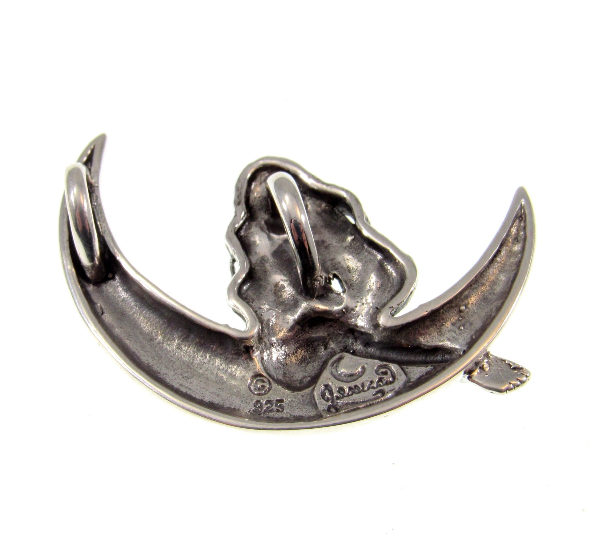 Solid 925 Sterling Silver Child of the Guardian Fairy Crescent Moon Slide Pendant