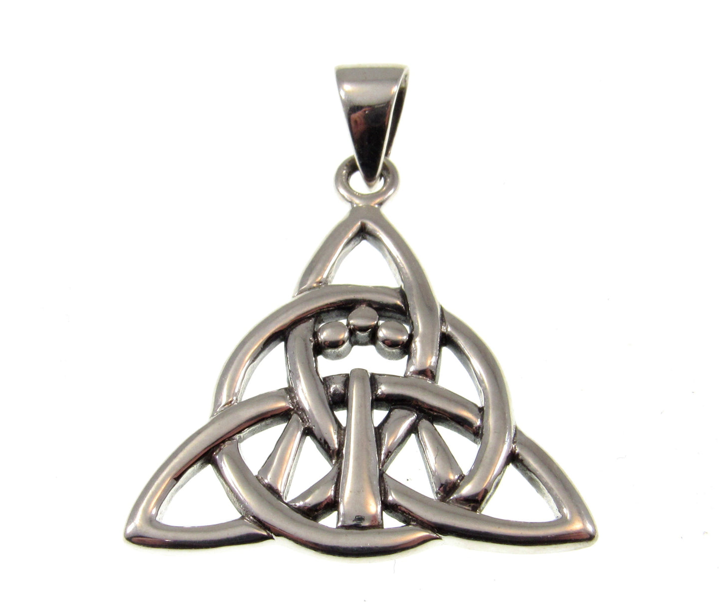 Solid 925 Sterling Silver Celtic Triquetra Knot with Awen 3 Rays of Light Pendant, Magic Threefold Amulet