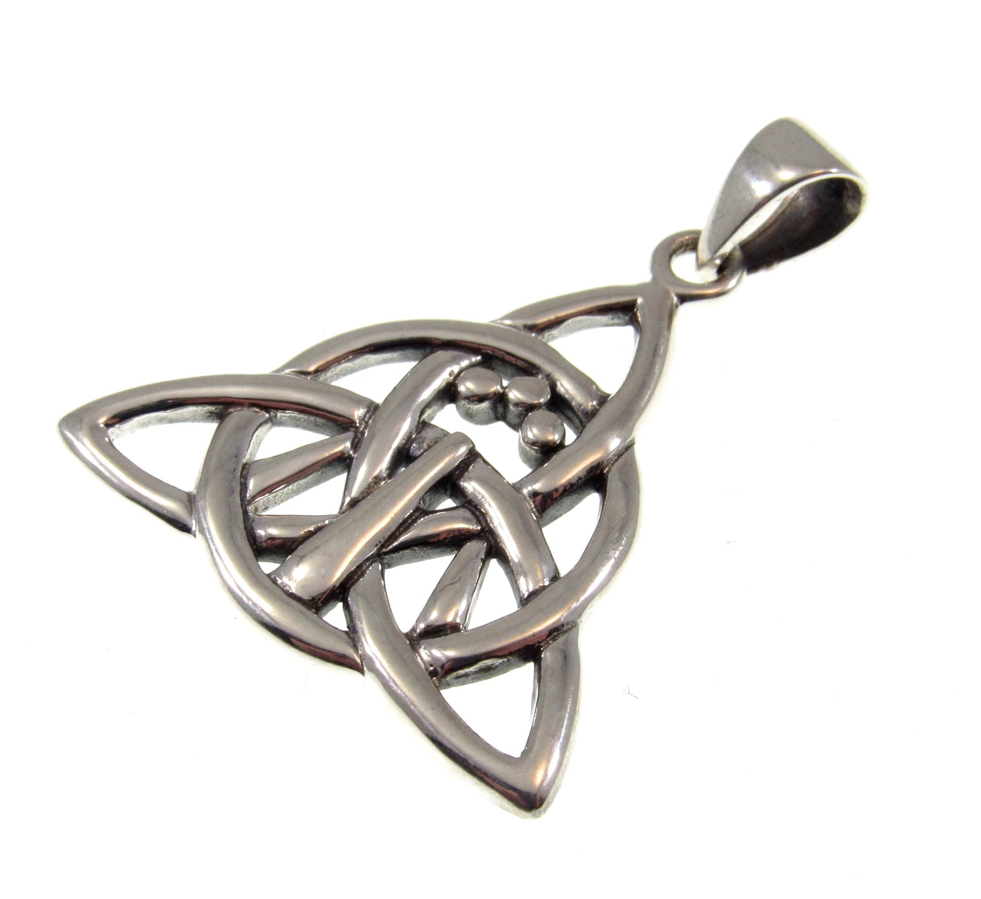 Solid 925 Sterling Silver Celtic Triquetra Knot with Awen 3 Rays of Light Pendant, Magic Threefold Amulet
