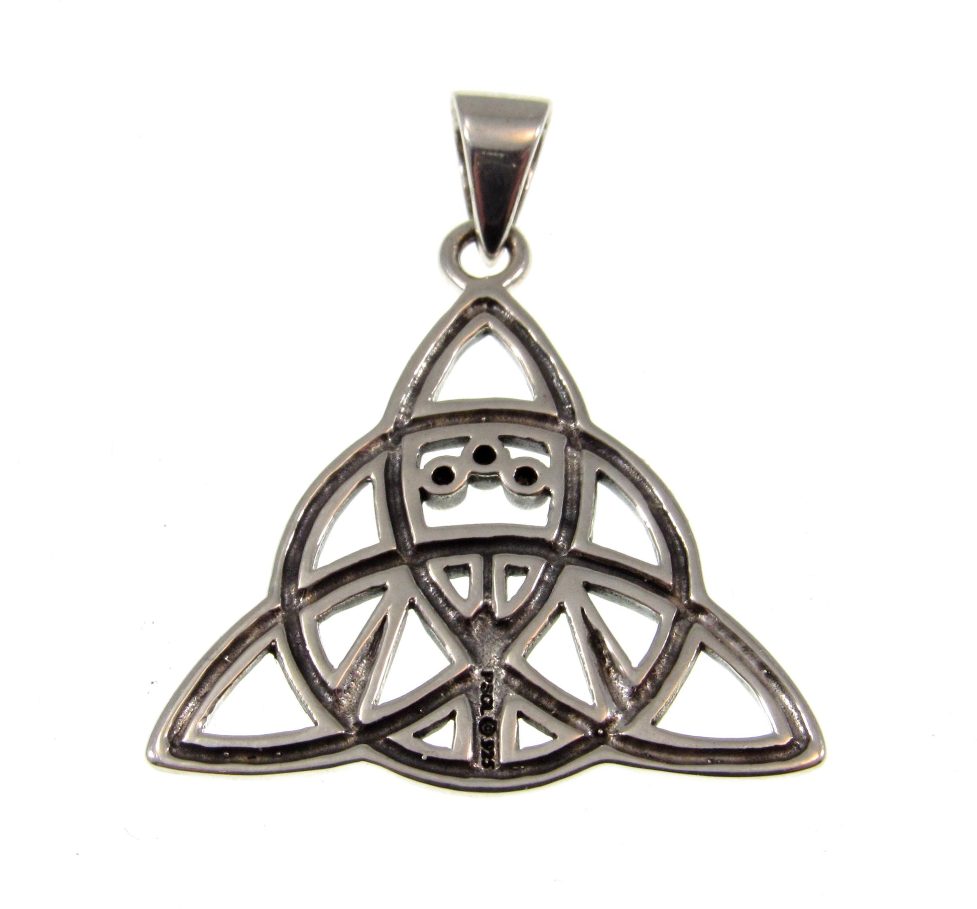 Solid 925 Sterling Silver Celtic Triquetra Knot with Awen 3 Rays of Light Pendant, Magic Threefold Amulet