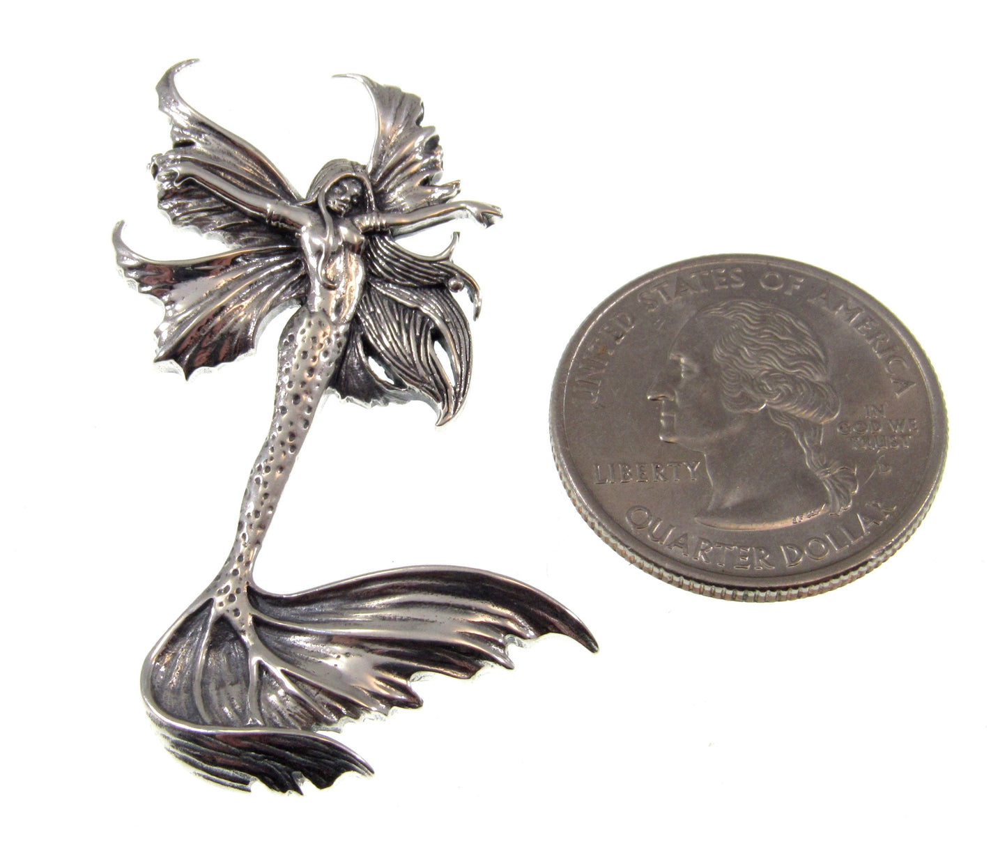 Solid 925 Sterling Silver Sea Sprite Fairy Slide Pendant Designed by Renown Fantasy Artist Amy Brown