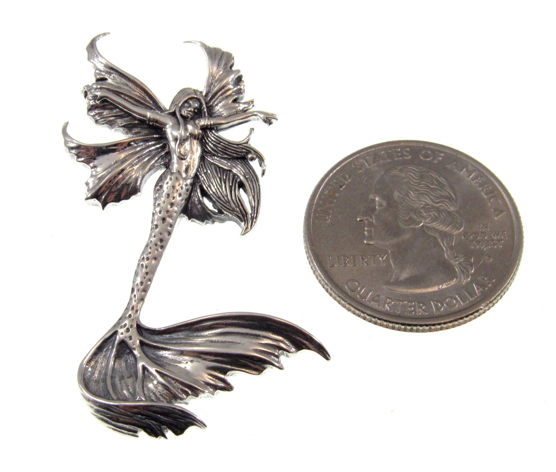 Solid 925 Sterling Silver Sea Sprite Fairy Slide Pendant Designed by Renown Fantasy Artist Amy Brown