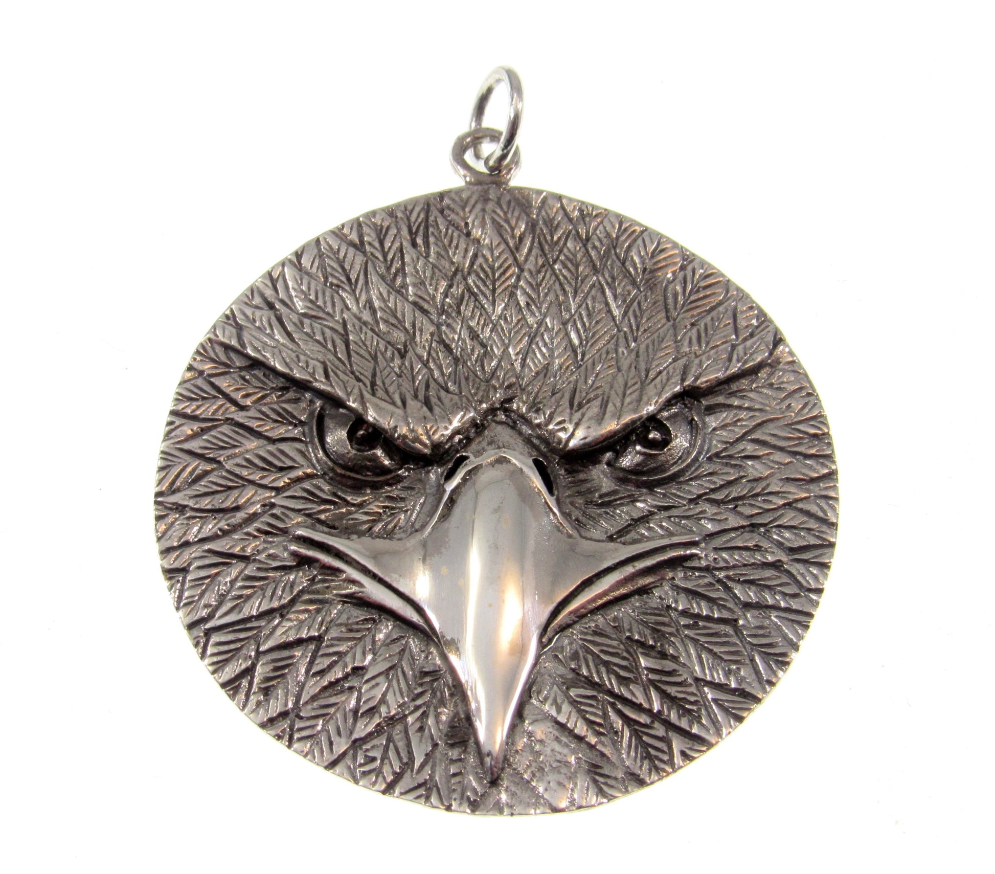Solid 925 Sterling Silver Eagle Amulet – Large Patriotic Necklace Pendant, American Bald Eagle Jewelry, Handcrafted Men’s Statement Piece