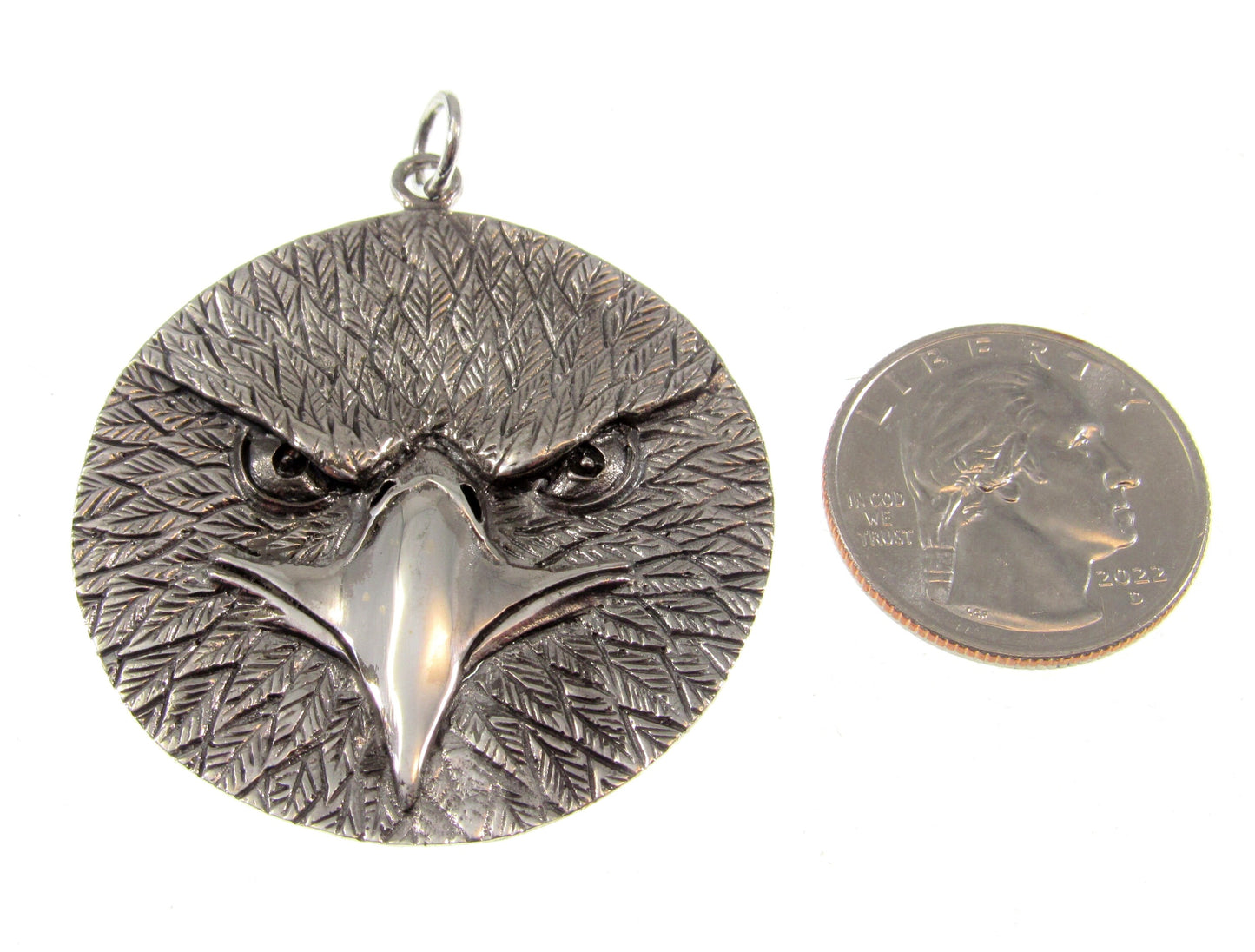 Solid 925 Sterling Silver Eagle Amulet – Large Patriotic Necklace Pendant, American Bald Eagle Jewelry, Handcrafted Men’s Statement Piece