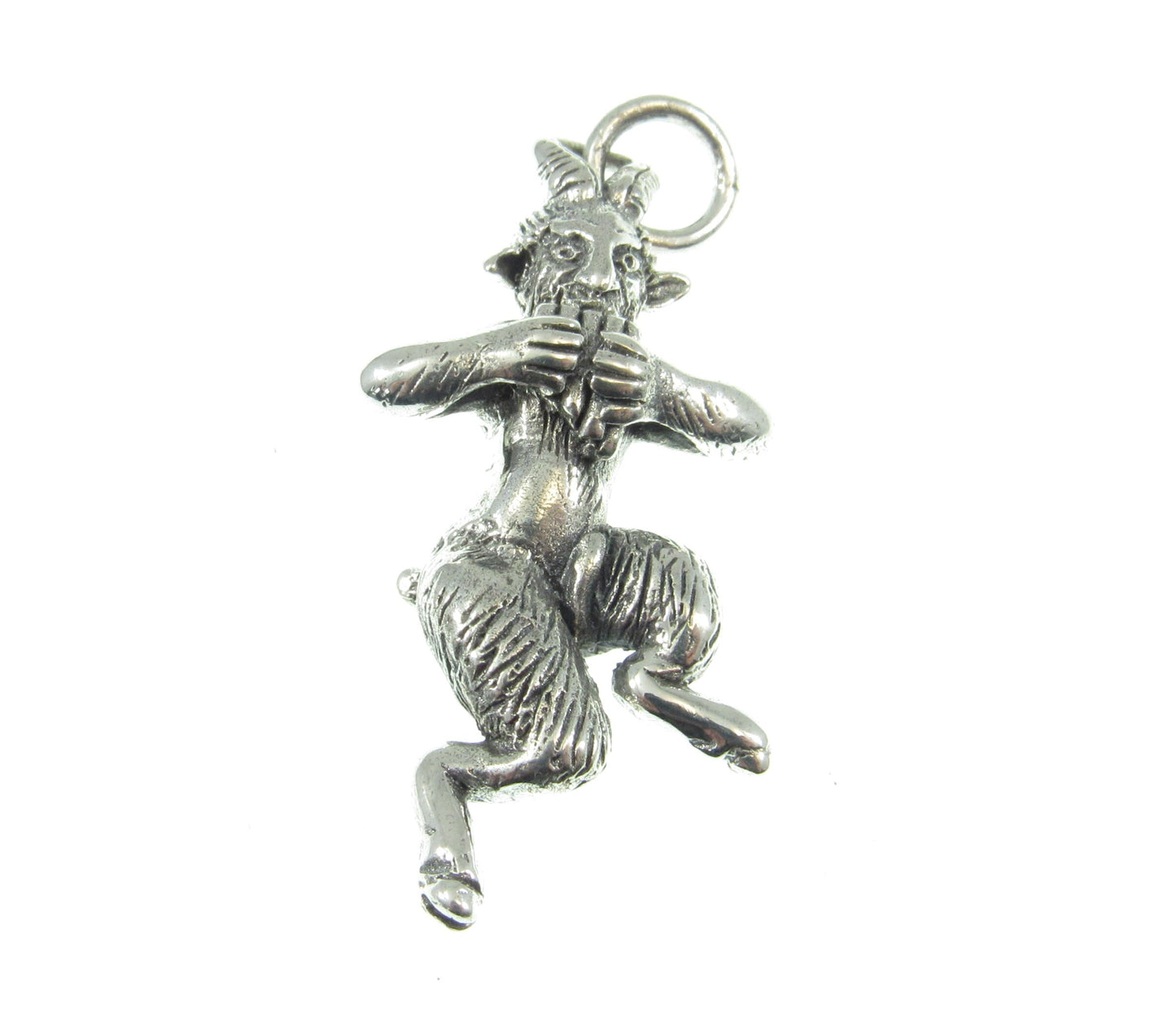 Solid 925 Sterling Silver Ancient Greek God Pan Pendant, Roman Faun, Neopagan Horned Goat Deity