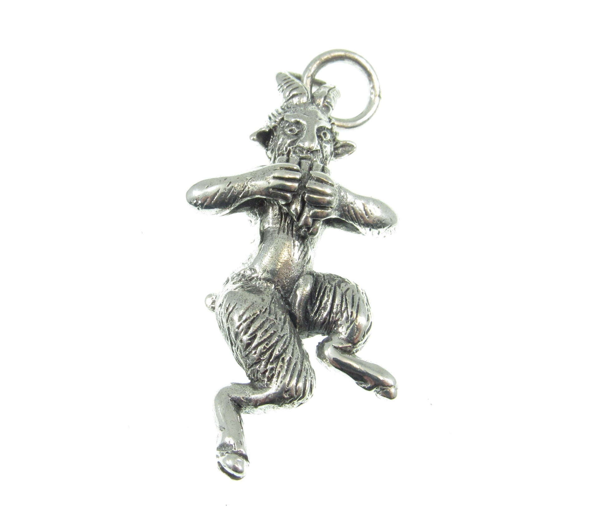Solid 925 Sterling Silver Ancient Greek God Pan Pendant, Roman Faun, Neopagan Horned Goat Deity