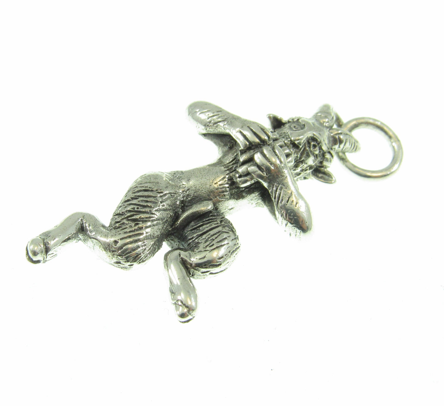 Solid 925 Sterling Silver Ancient Greek God Pan Pendant, Roman Faun, Neopagan Horned Goat Deity