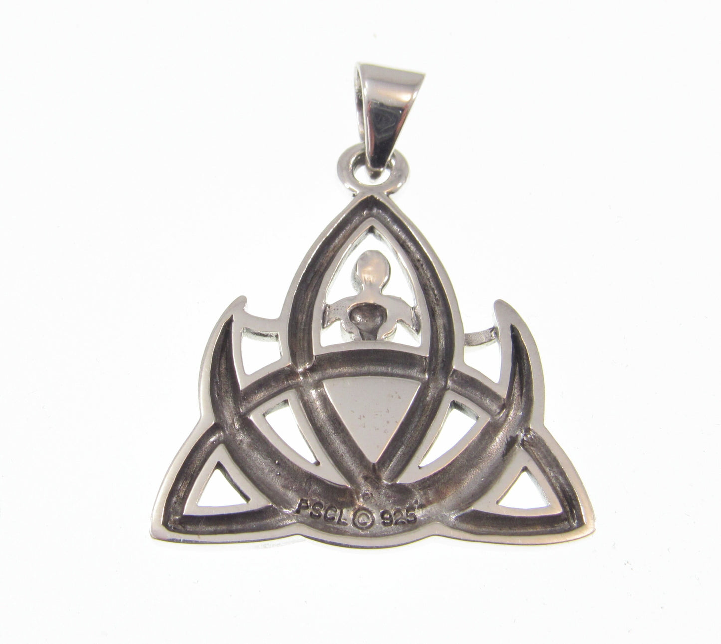 Solid 925 Sterling Silver Celtic Trinity Knot & Goddess Pendant, Majestic Power of Three, Triquetra Goddess Amulet, Awen Jewelry