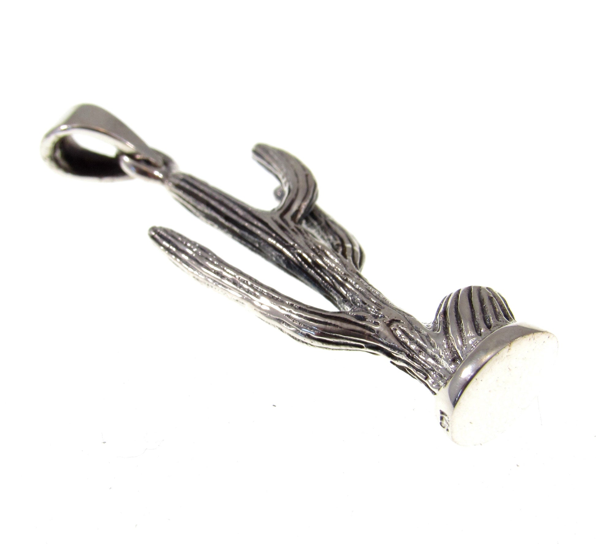 Handcrafted Solid 925 Sterling Silver 3D Desert Southwest Arizona Saguaro Cactus Pendant