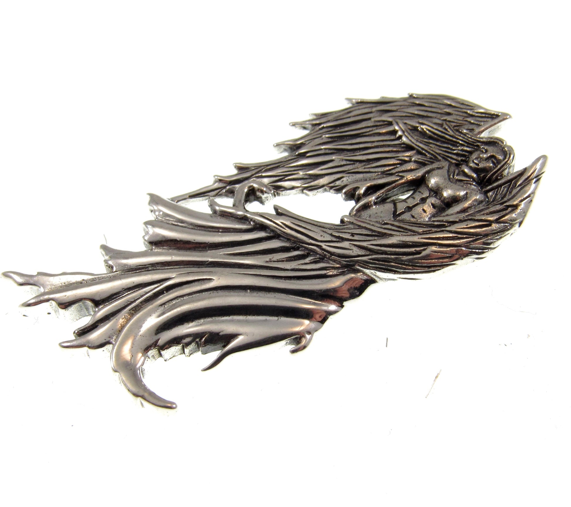 Solid 925 Sterling Silver Eclipse Fairy Slide Pendant Designed by Renown Fantasy Artist Amy Brown