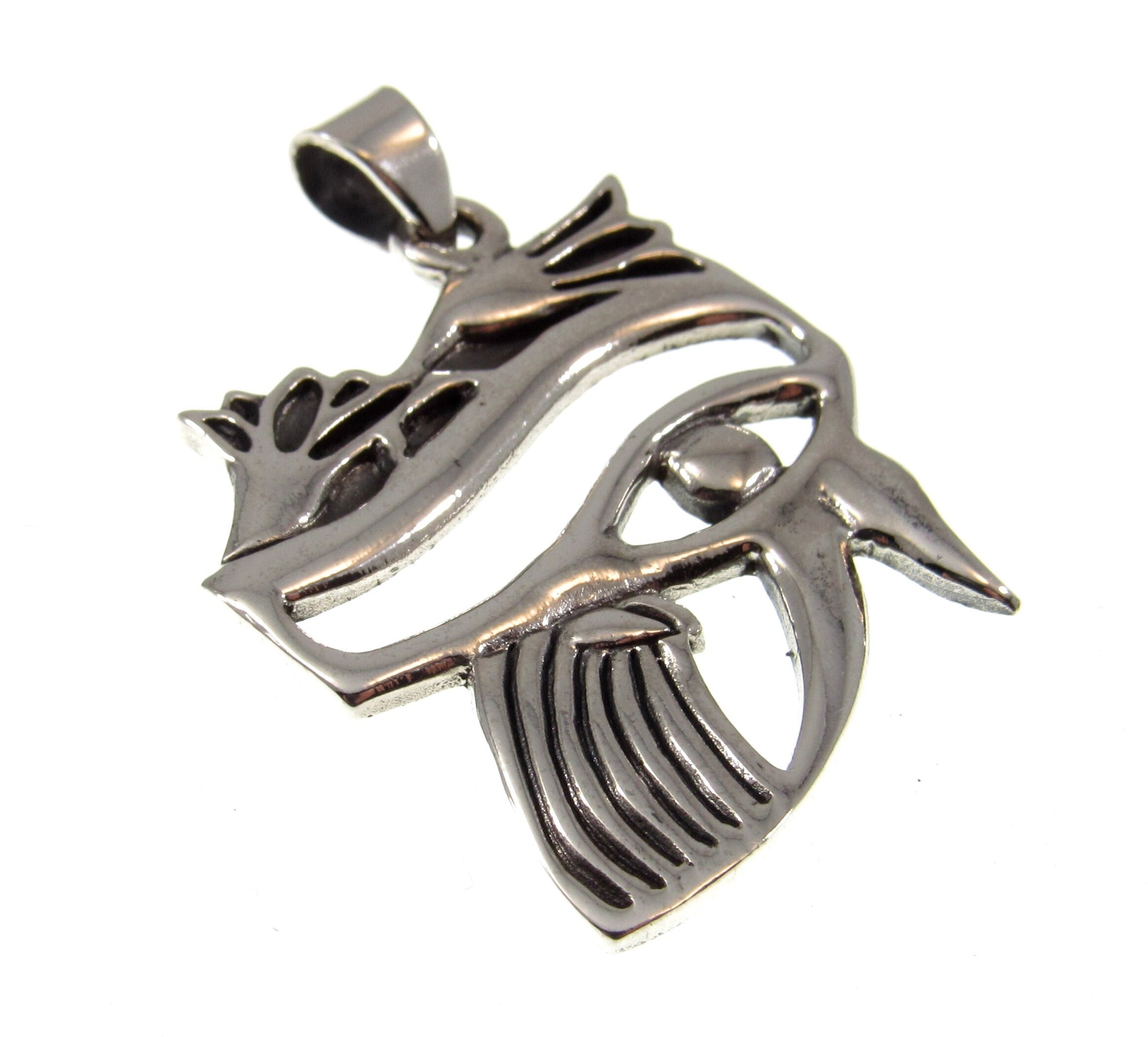 Solid 925 Sterling Silver Egyptian Eye of Horus Pendant, Protection Amulet, New Age Luciferian Third Eye